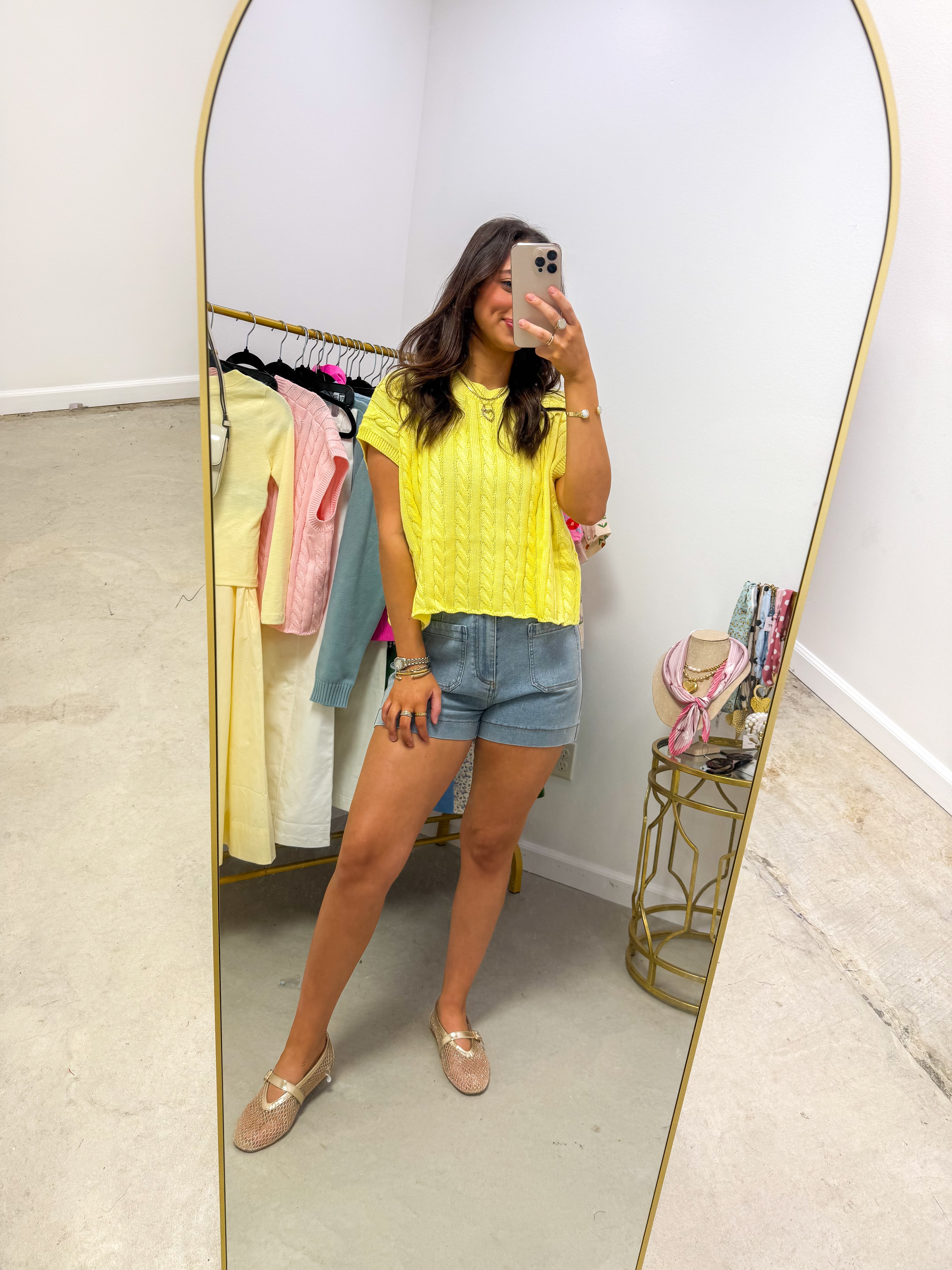 Alina Buttery Yellow Sweater Vest Top