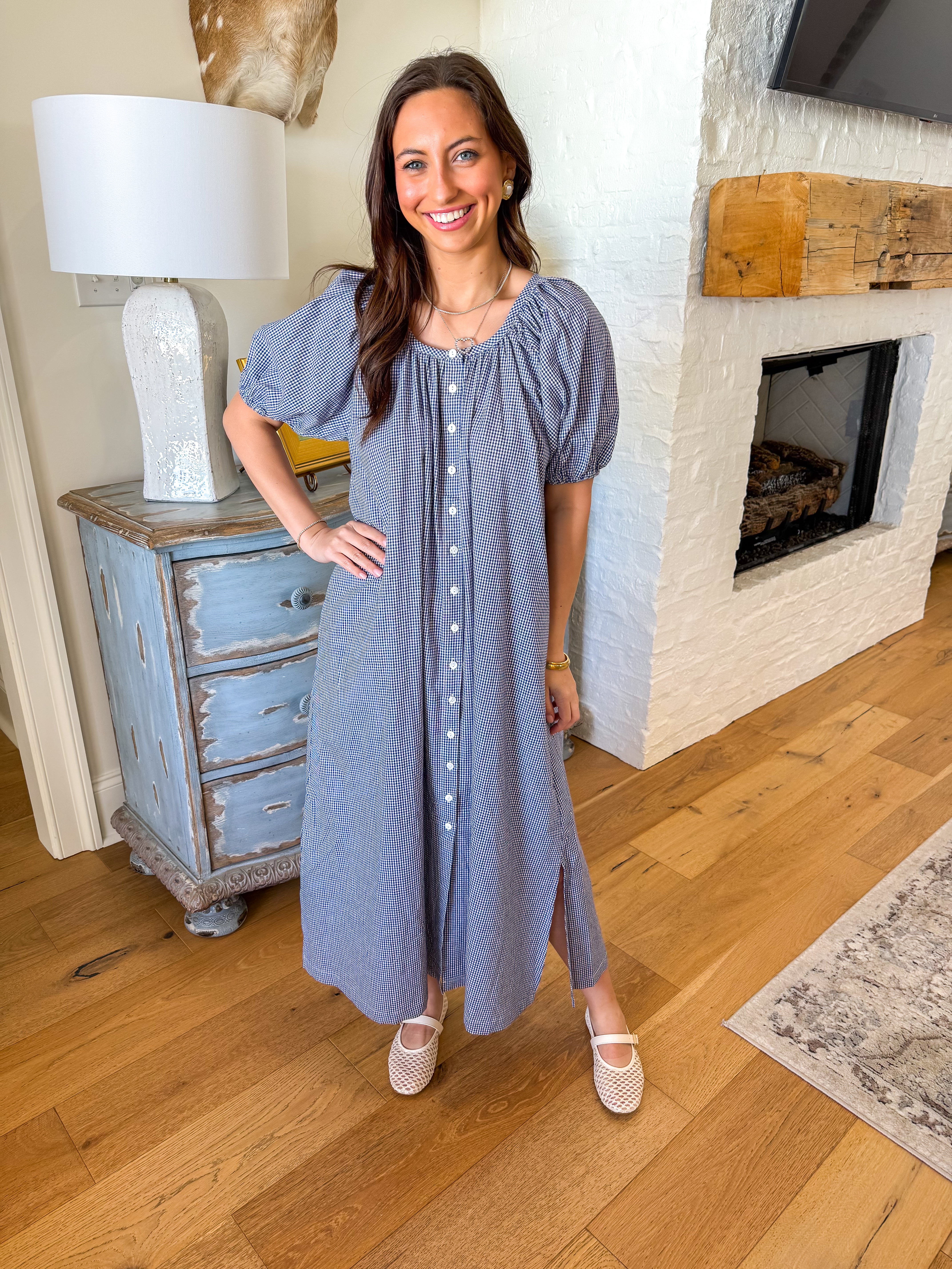 Charlie Blue Gingham Maxi