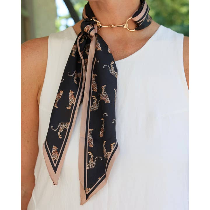 Henley Horsebit Buckle Scarf Necklace Black