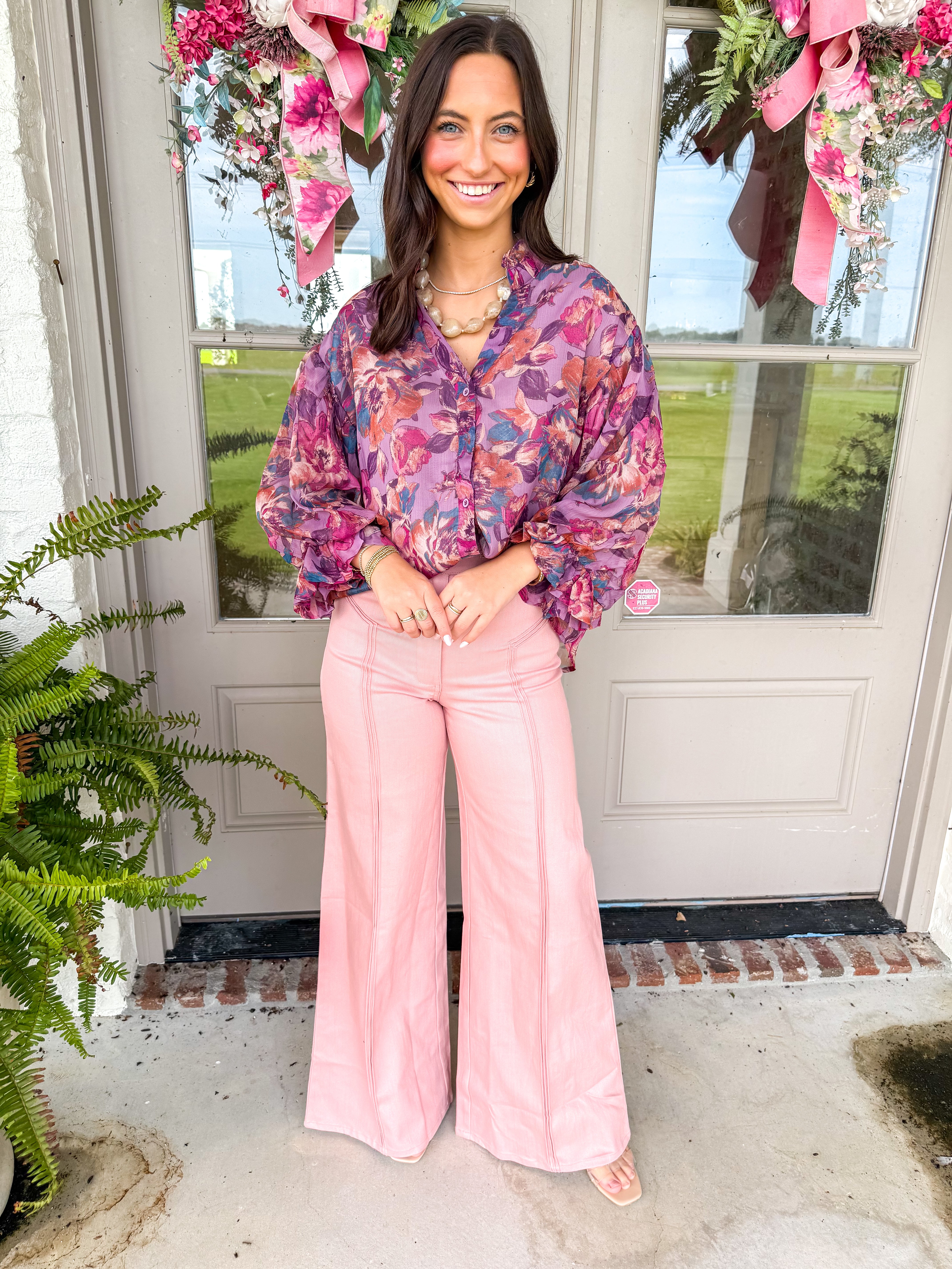The Mauve Blooms Ruffle Top