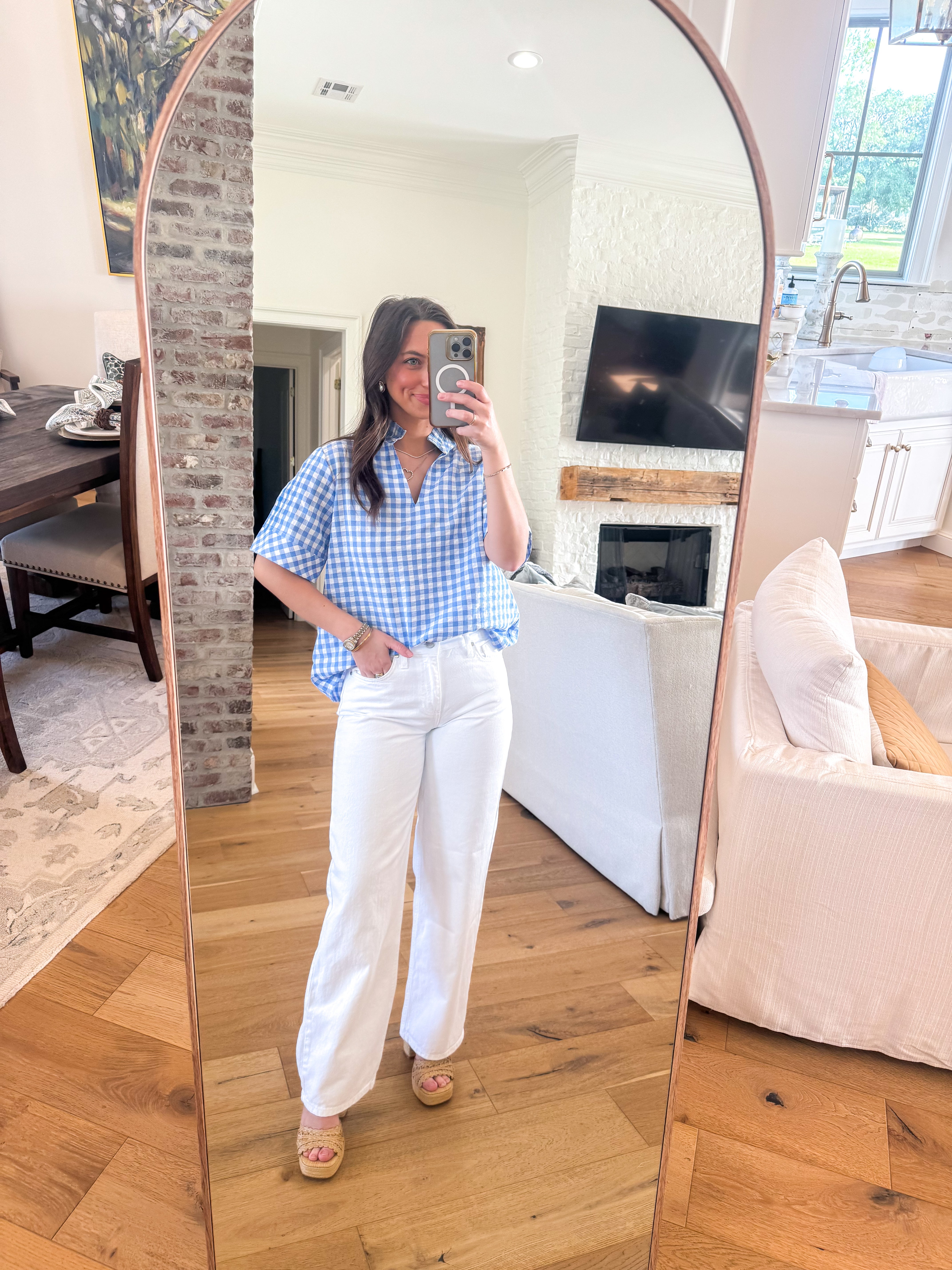 Harlow Blue Gingham Top