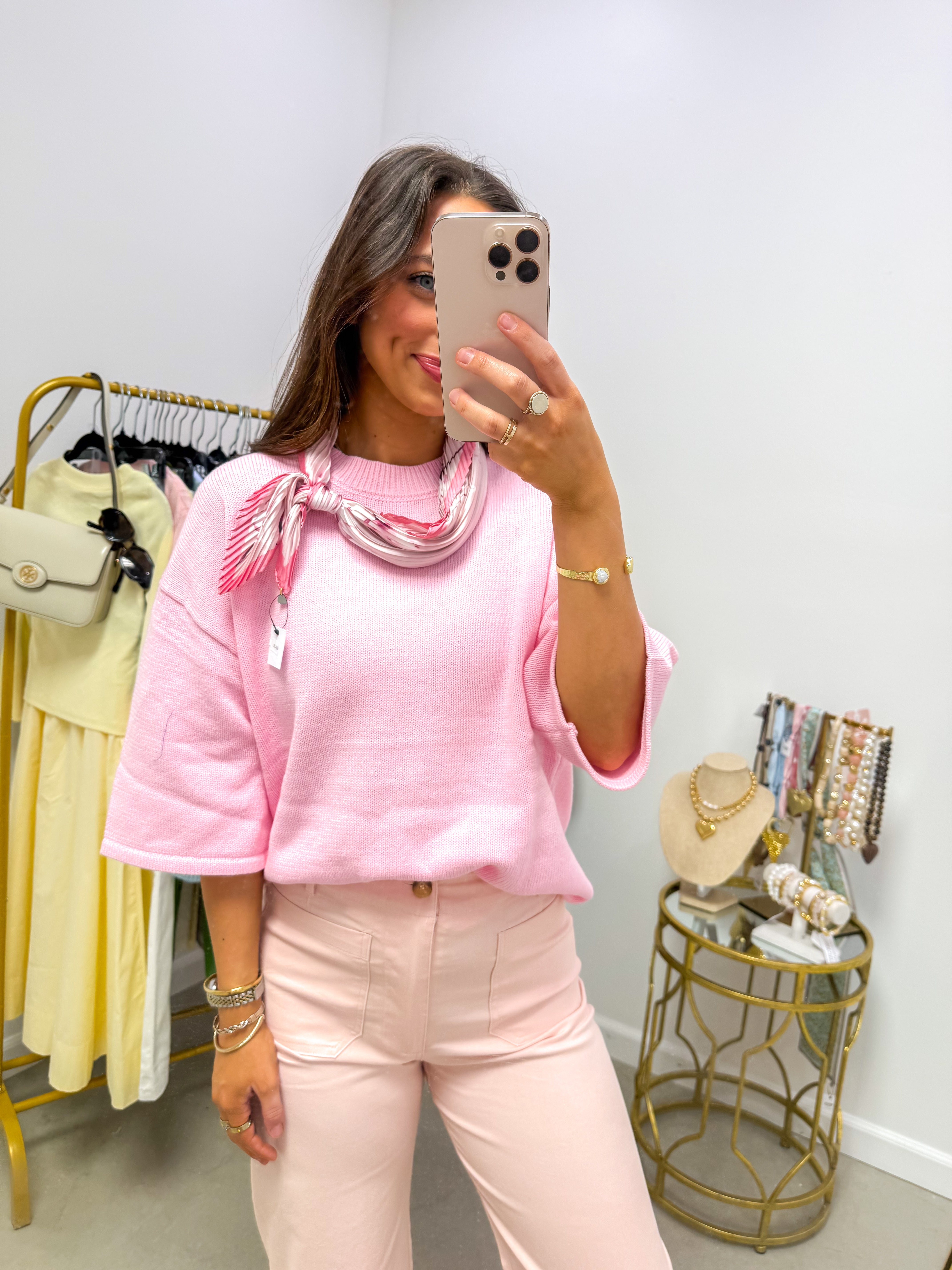 Lainey Soft Pink Crew Top