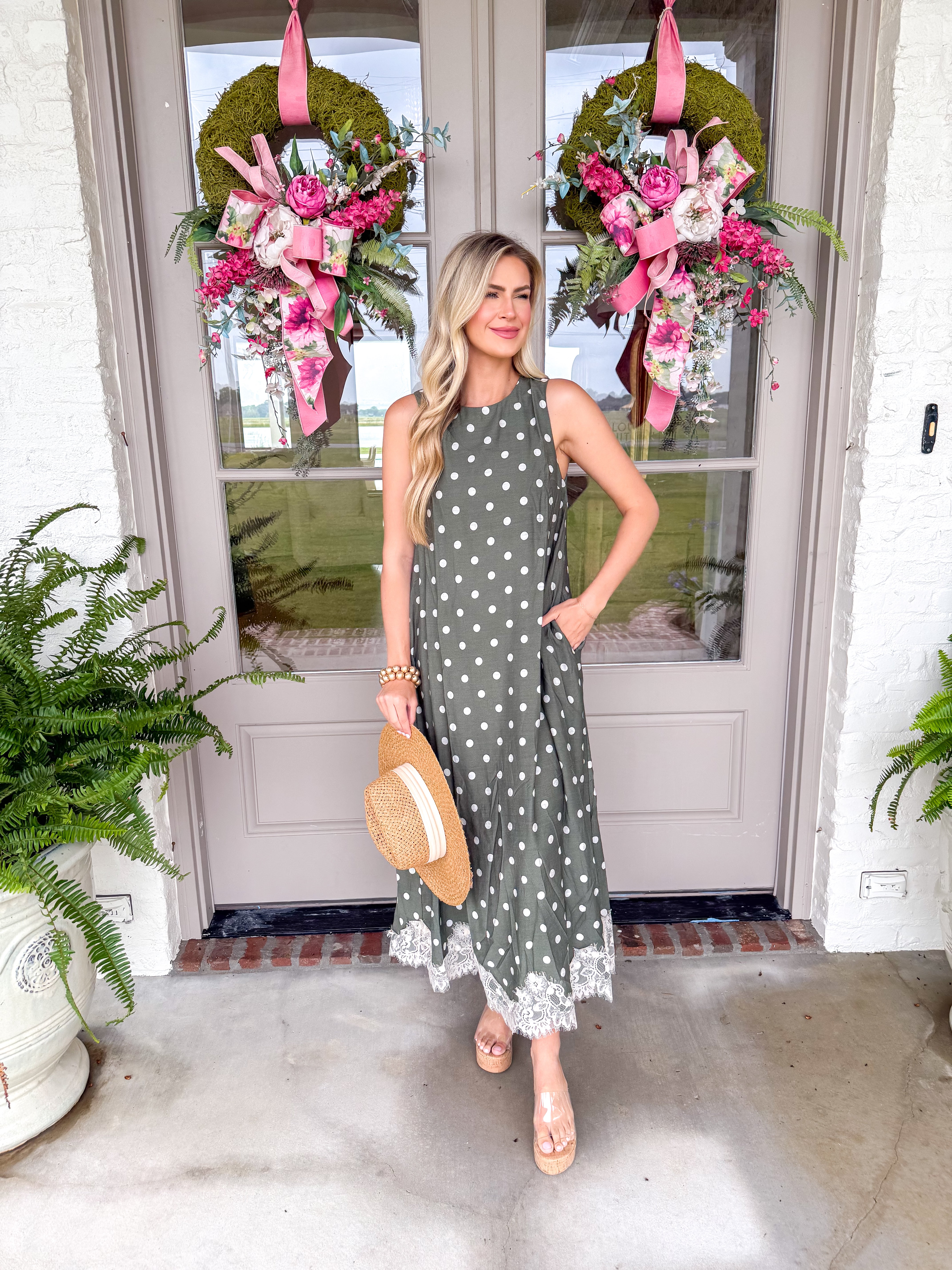Olive Polka Dot Party Maxi
