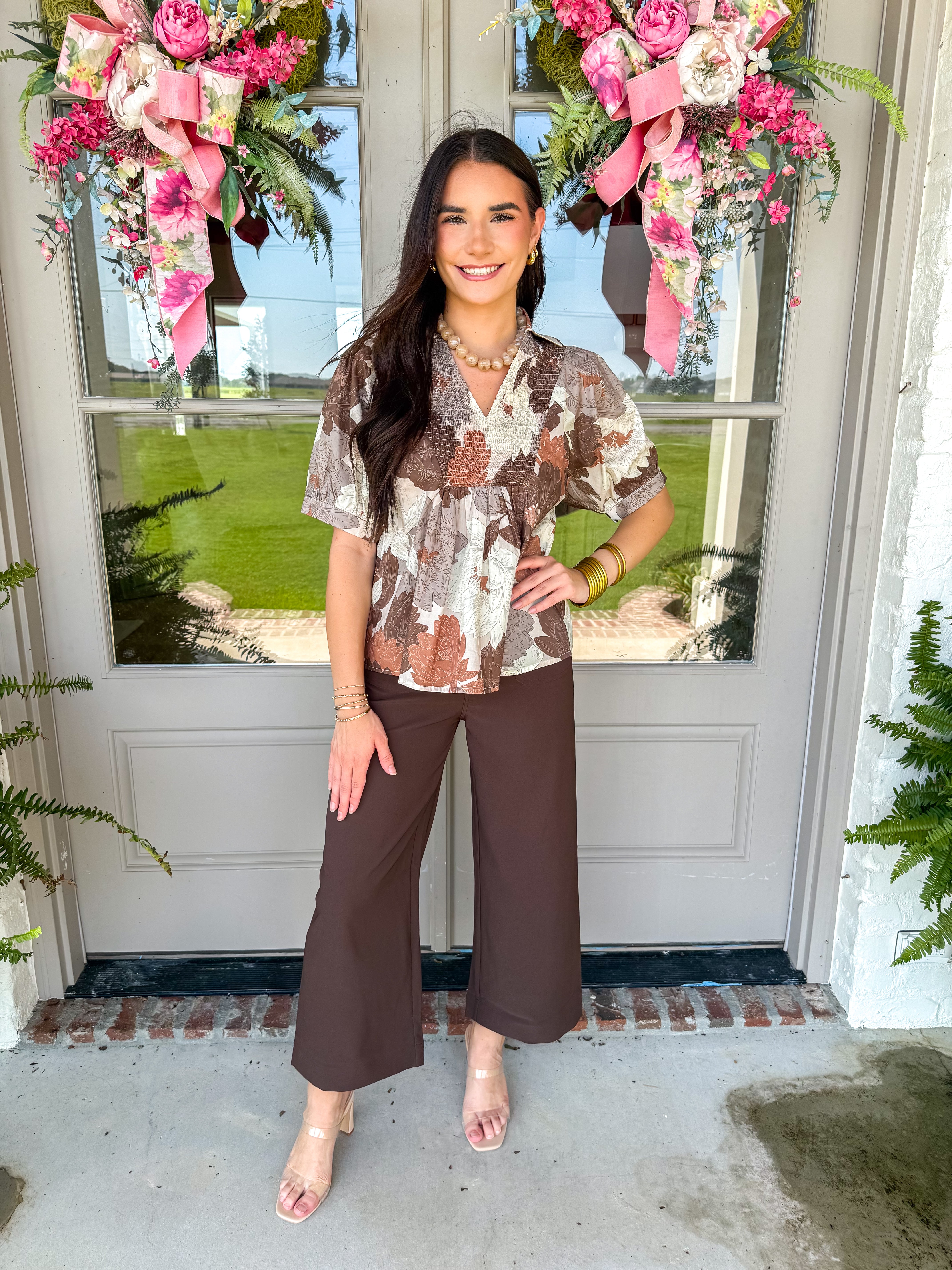 Colette Cropped Wide-Leg Trousers Brown