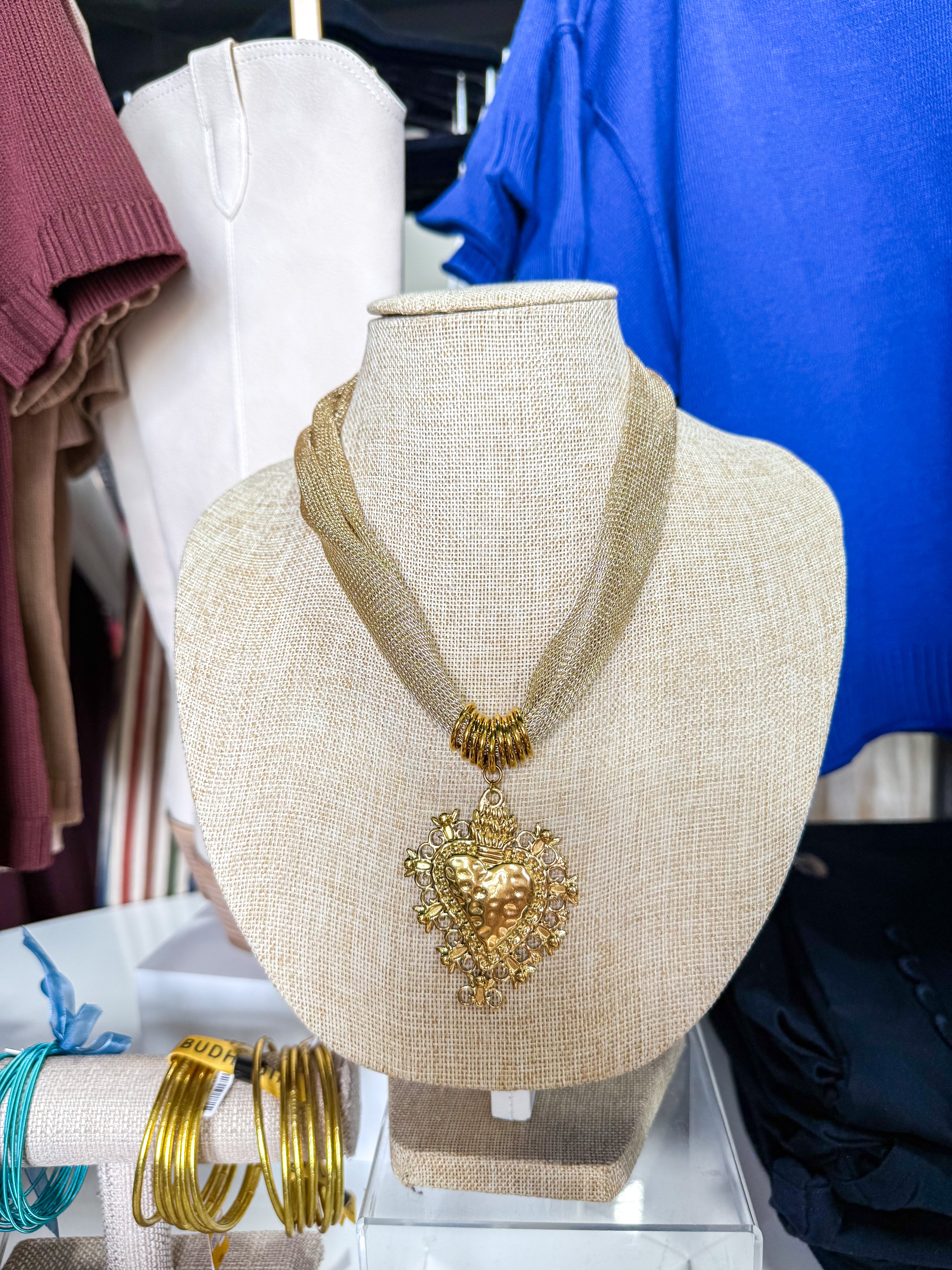Gold on Gold Heart Necklace