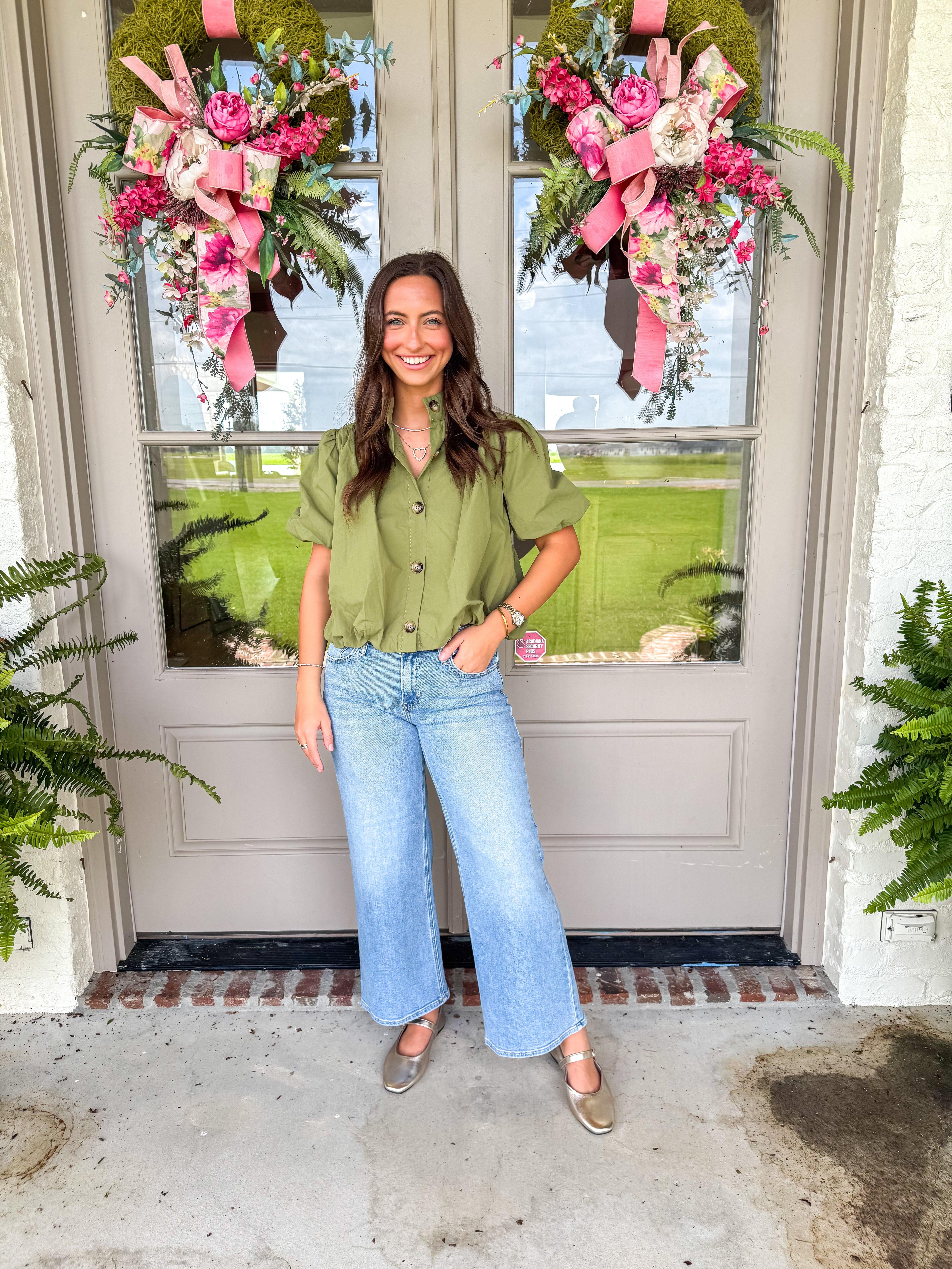 The Uptown Bubble Top Olive