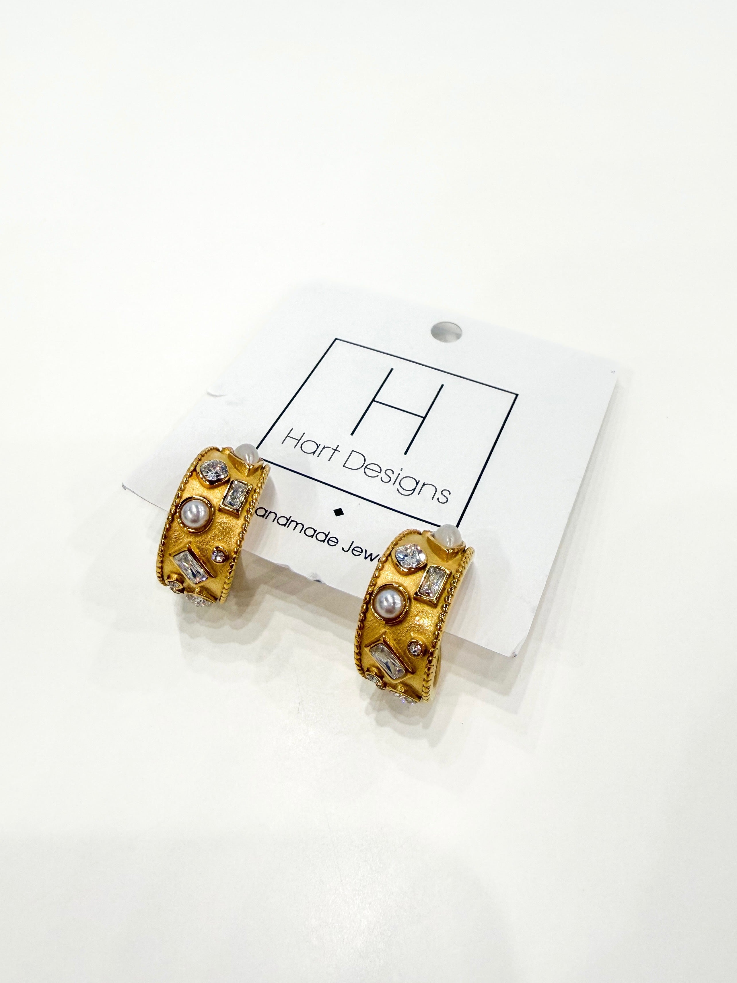 Pearl & Diamond Gold Hoops