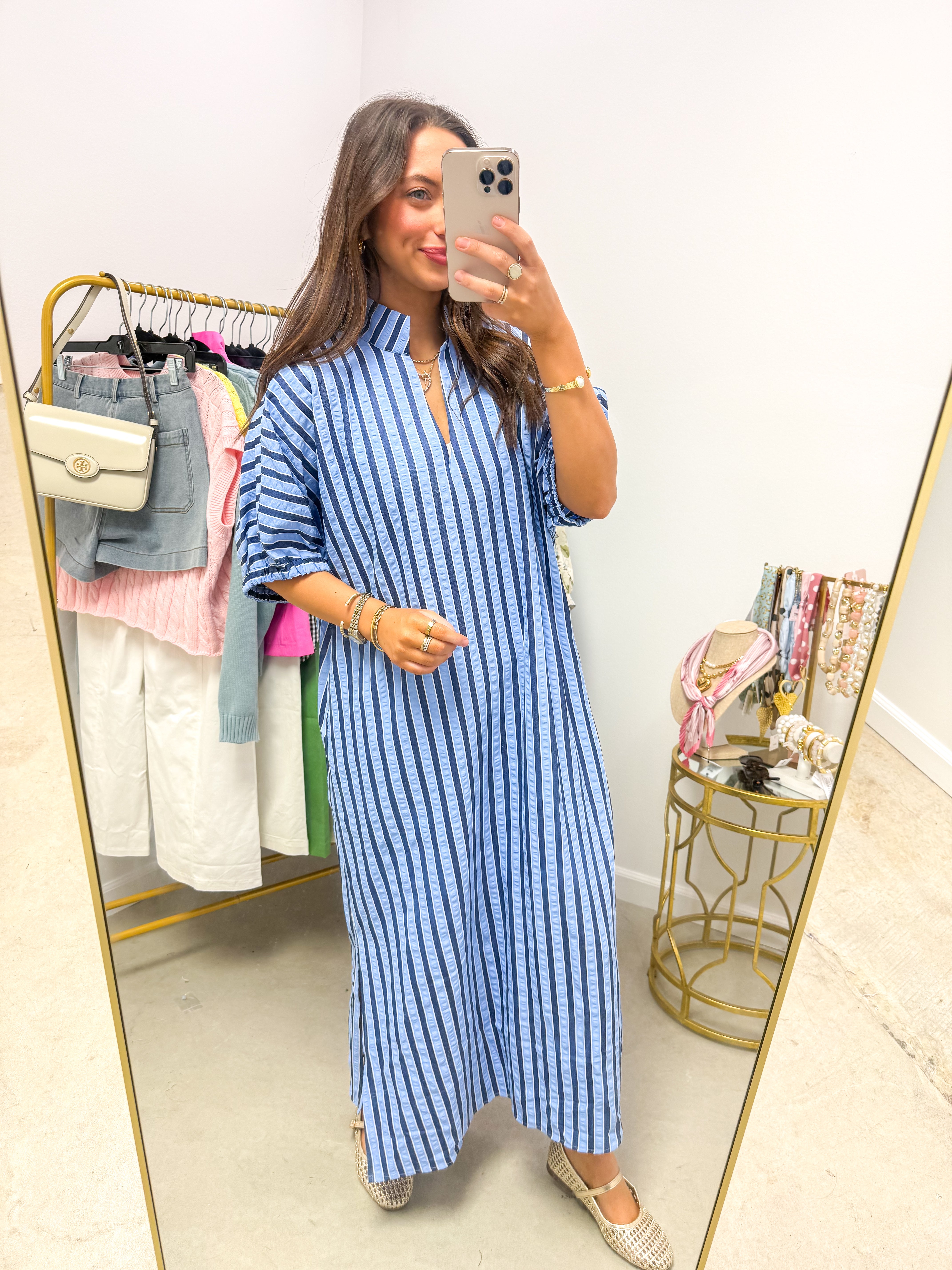 Costal Breeze Navy Stripe Midi