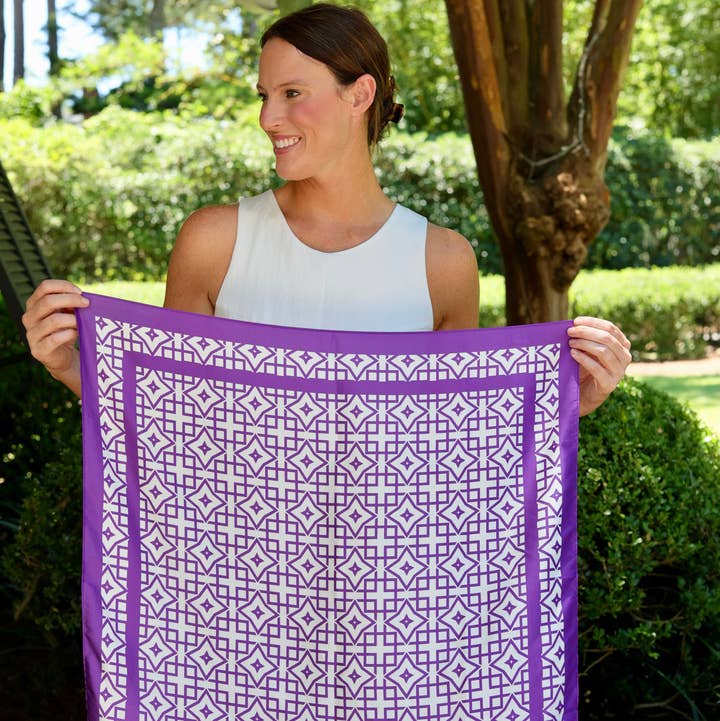 Langston Geometric Scarf Medium Purple White