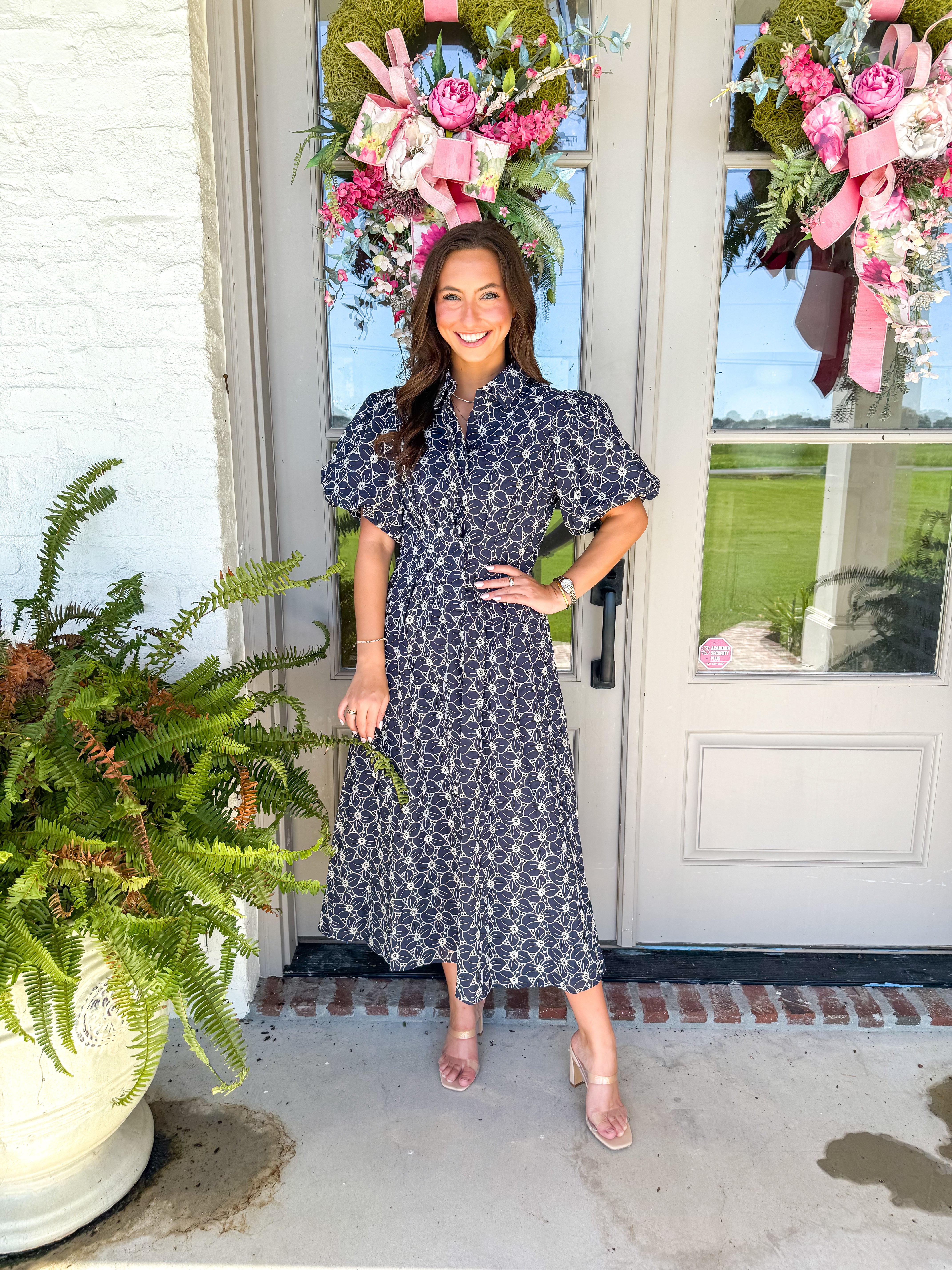 Ellis Eyelet Midi Navy