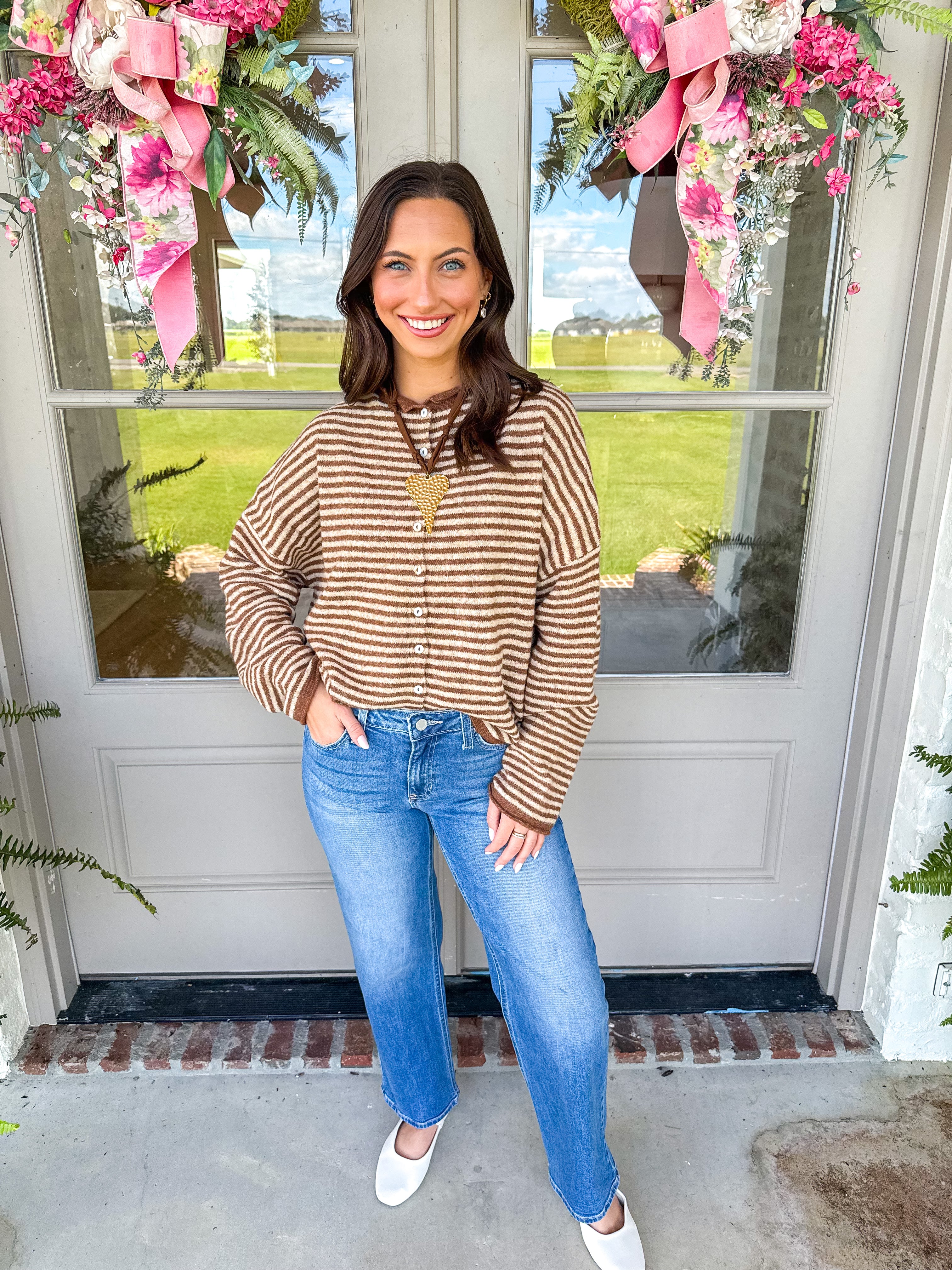 Piper Striped Brown Cardigan