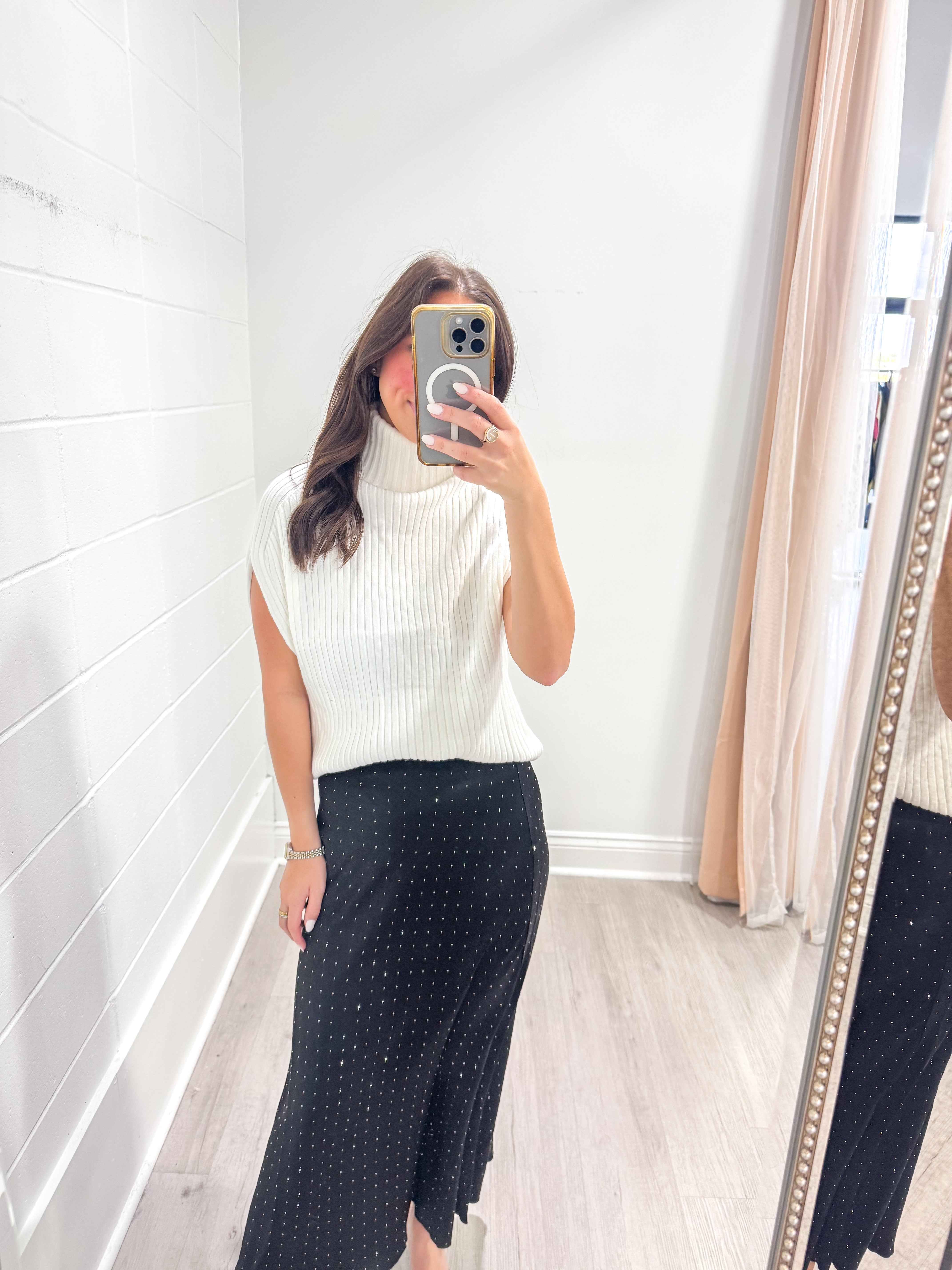 Marlon Ecru Turtleneck Vest