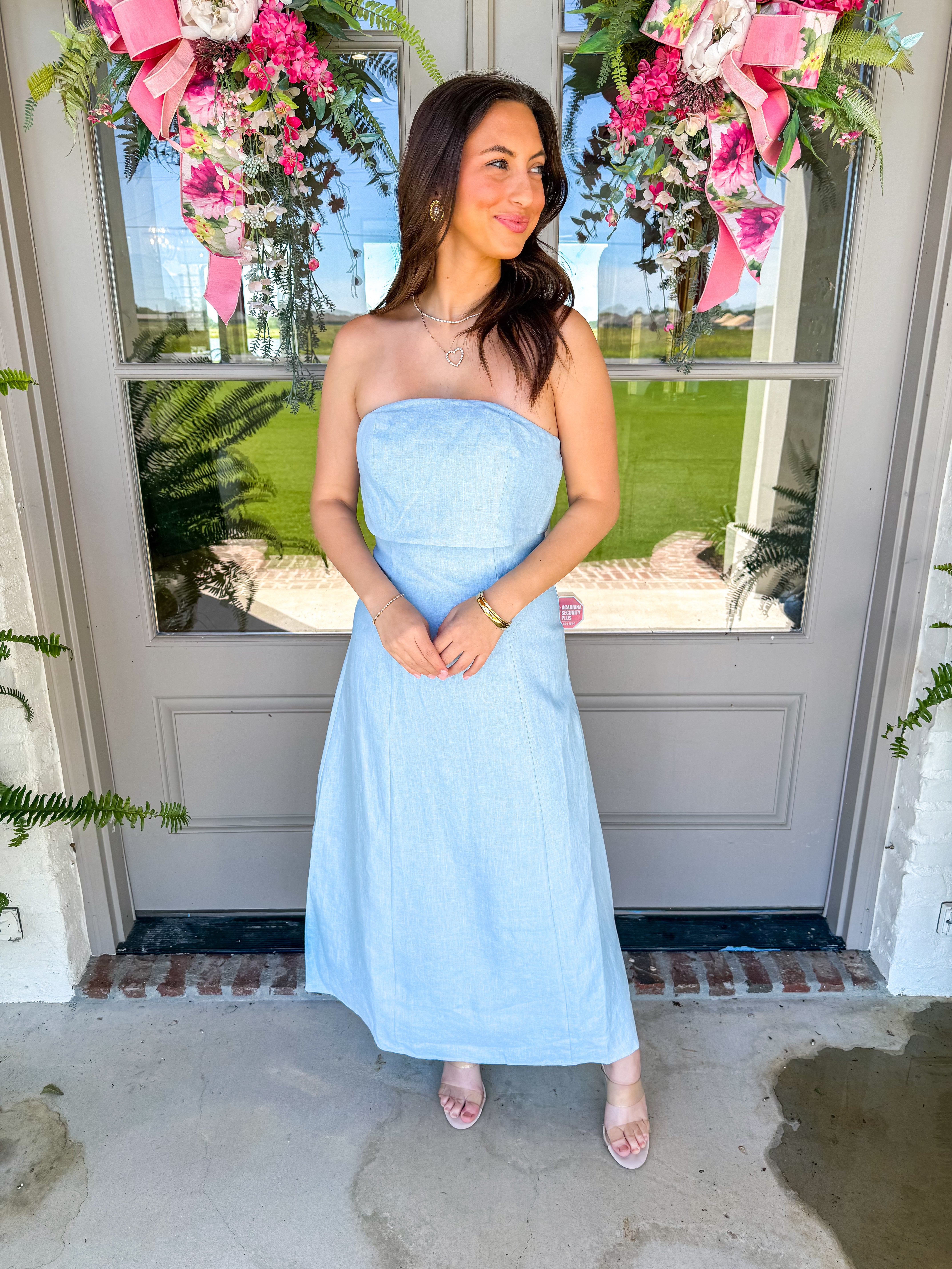 Ocean Blue Linen Maxi