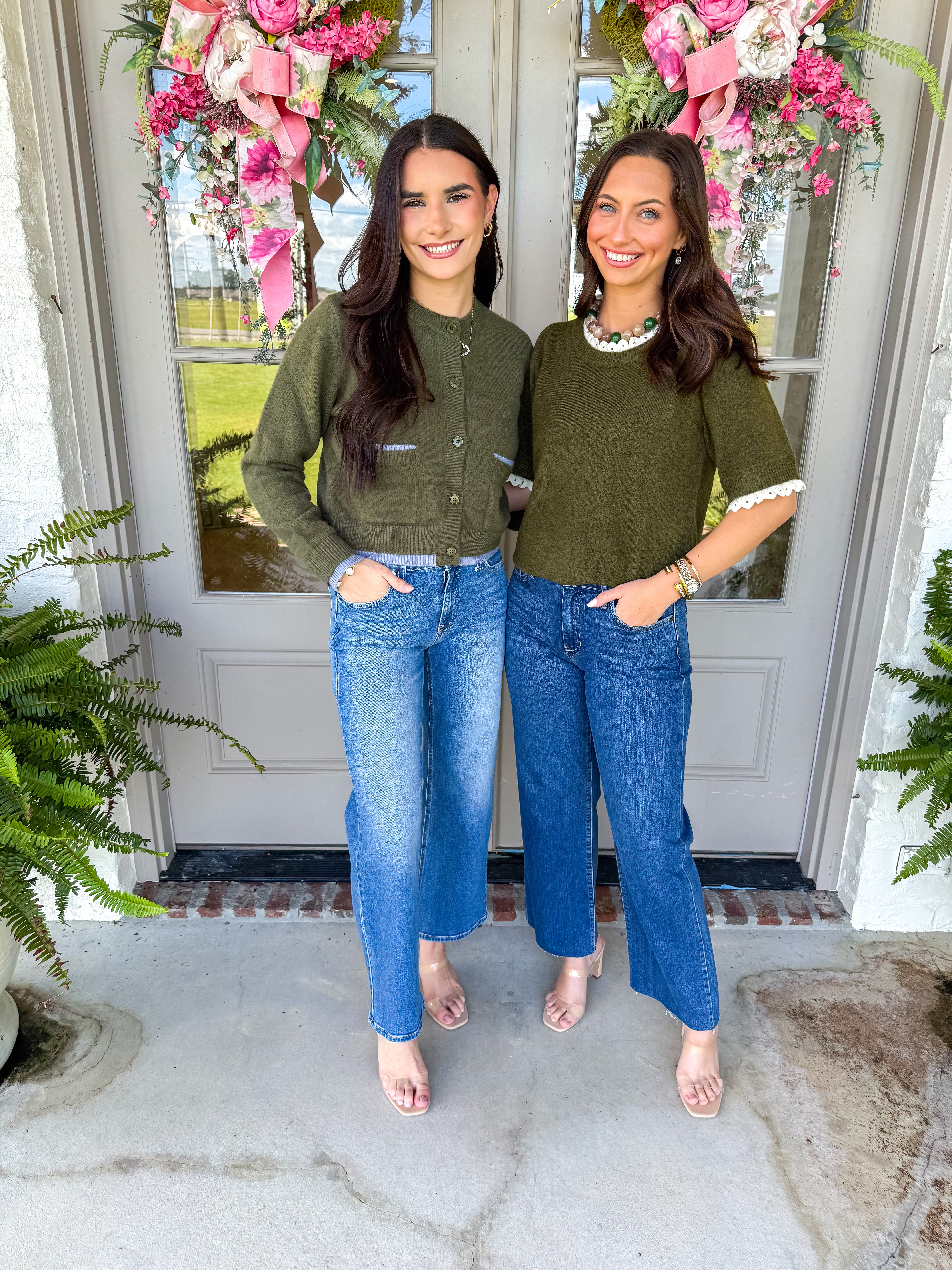 Olive & Ivory Scallop Sweater