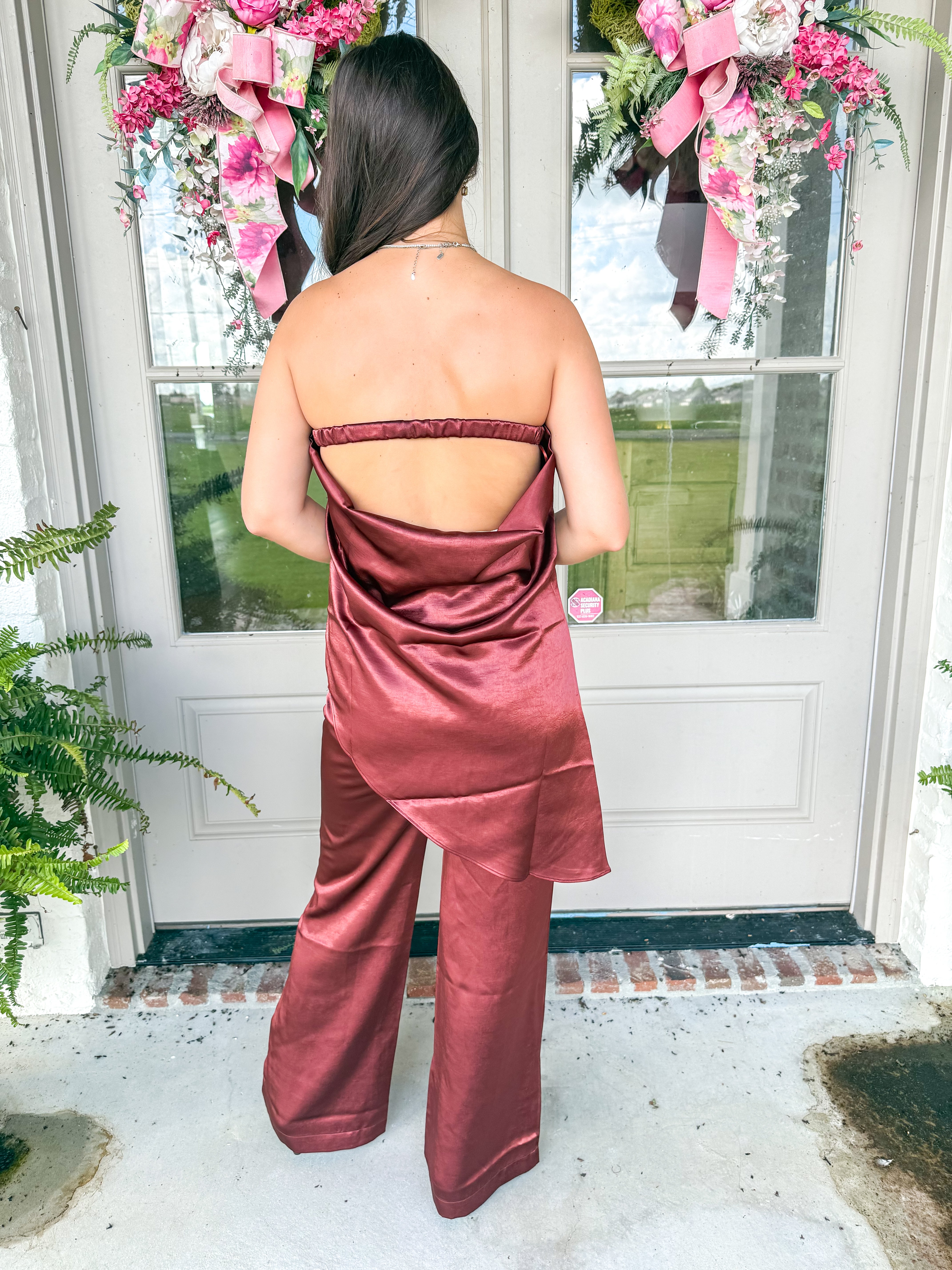 Wine After Midnight Satin Two-Piece Set