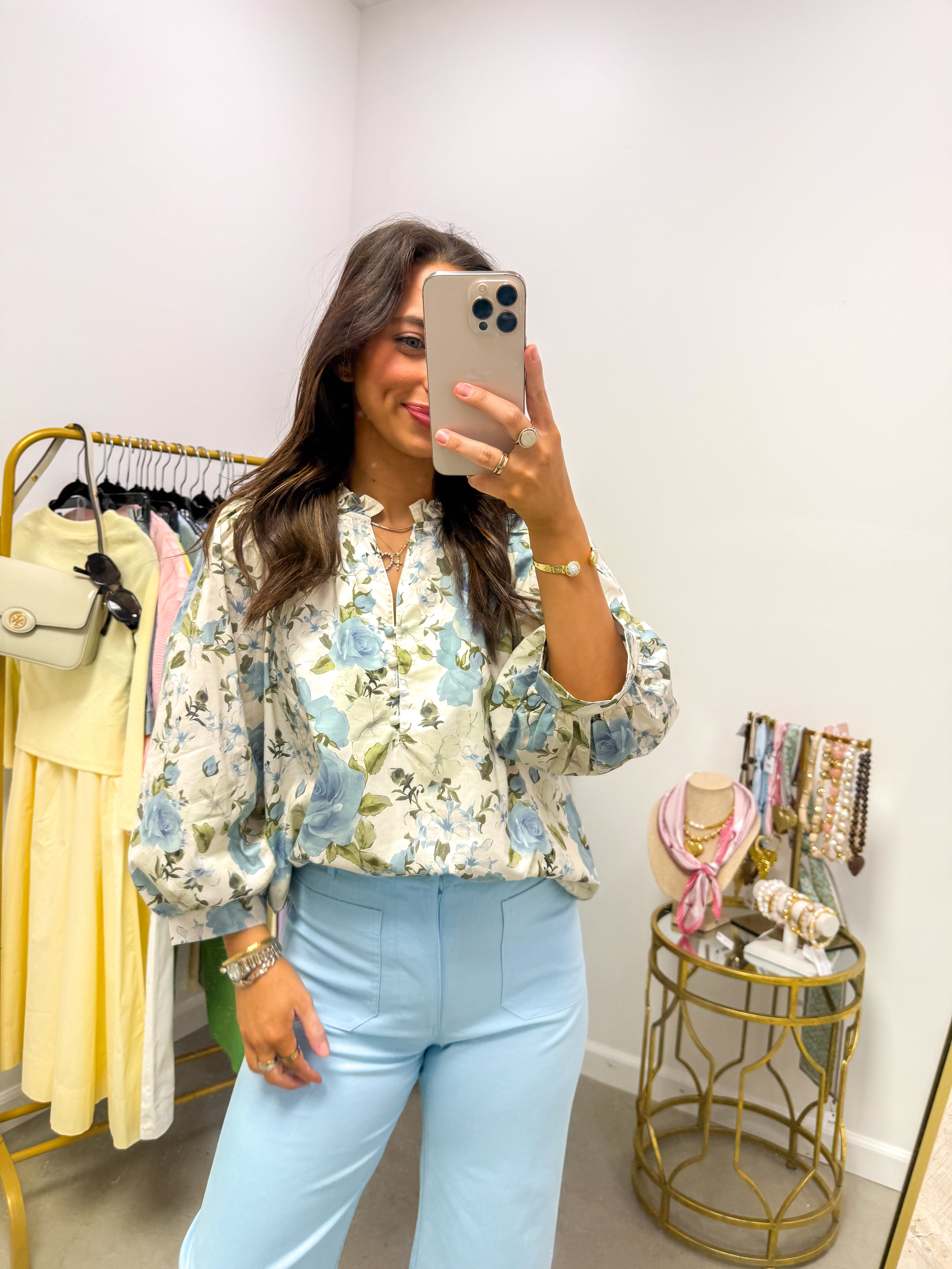 Raleigh Blue Floral Top