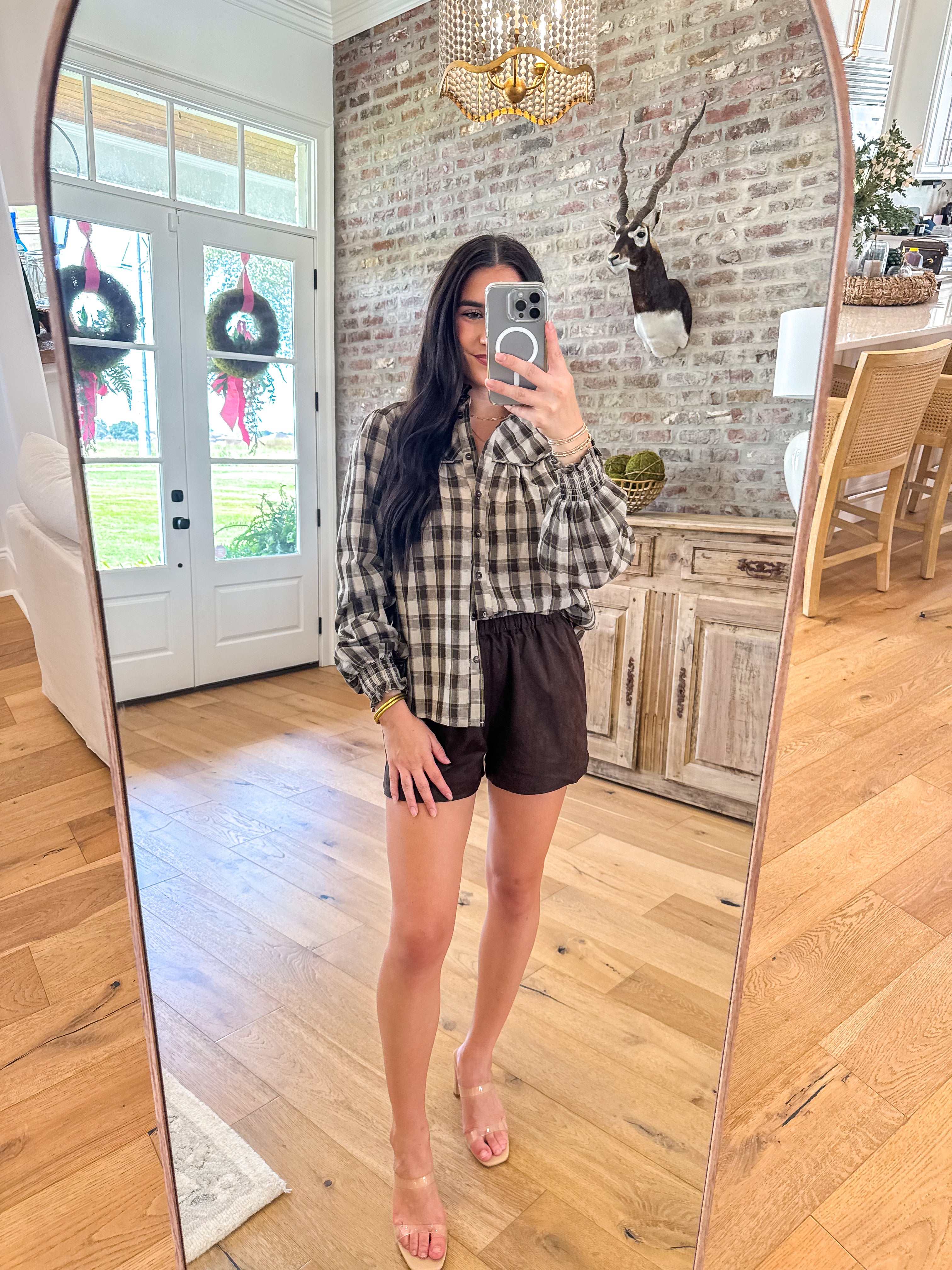 Cream & Cocoa Plaid Ruffle Blouse
