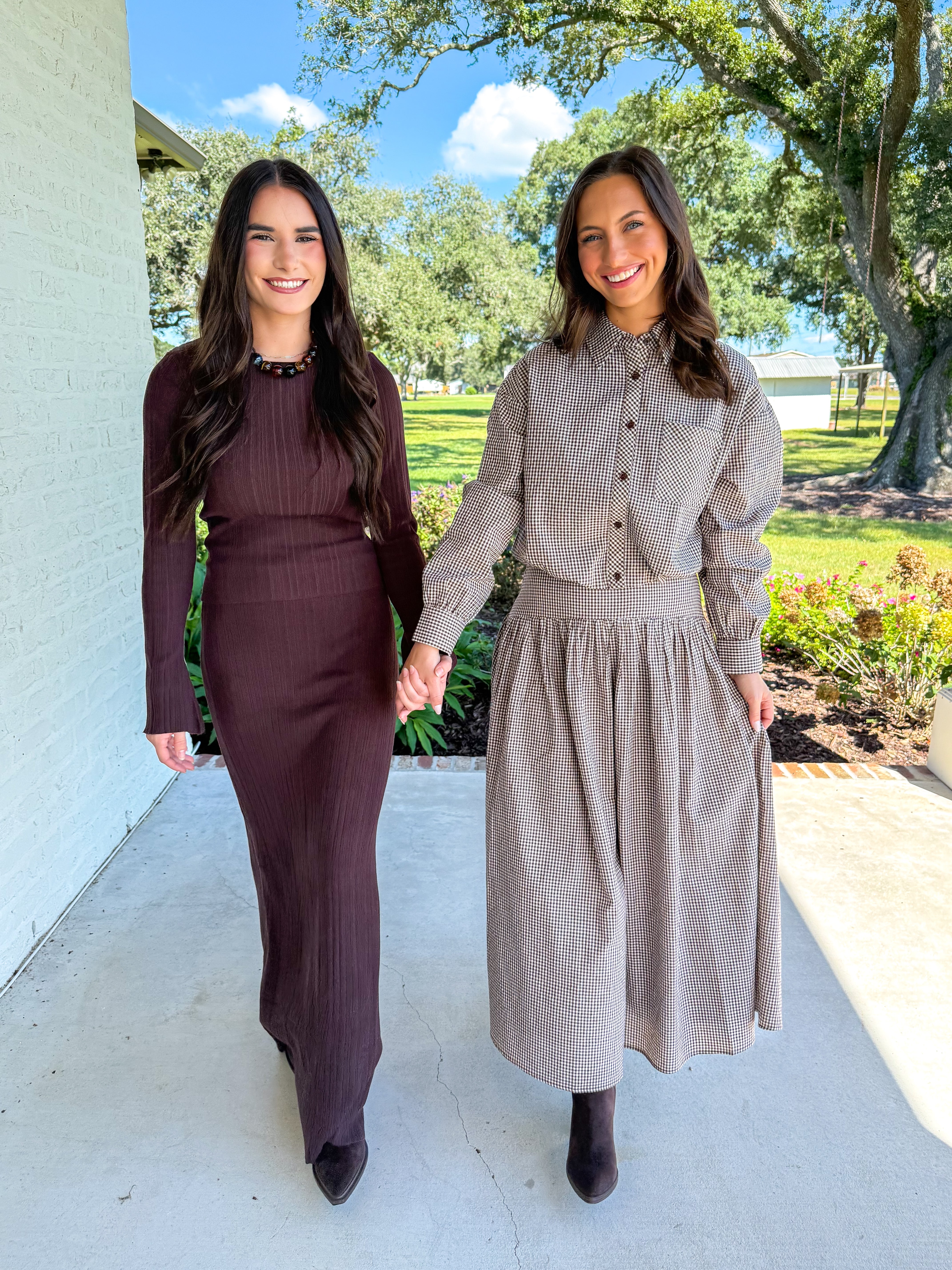 Drea Rib Knit Chocolate Skirt Set