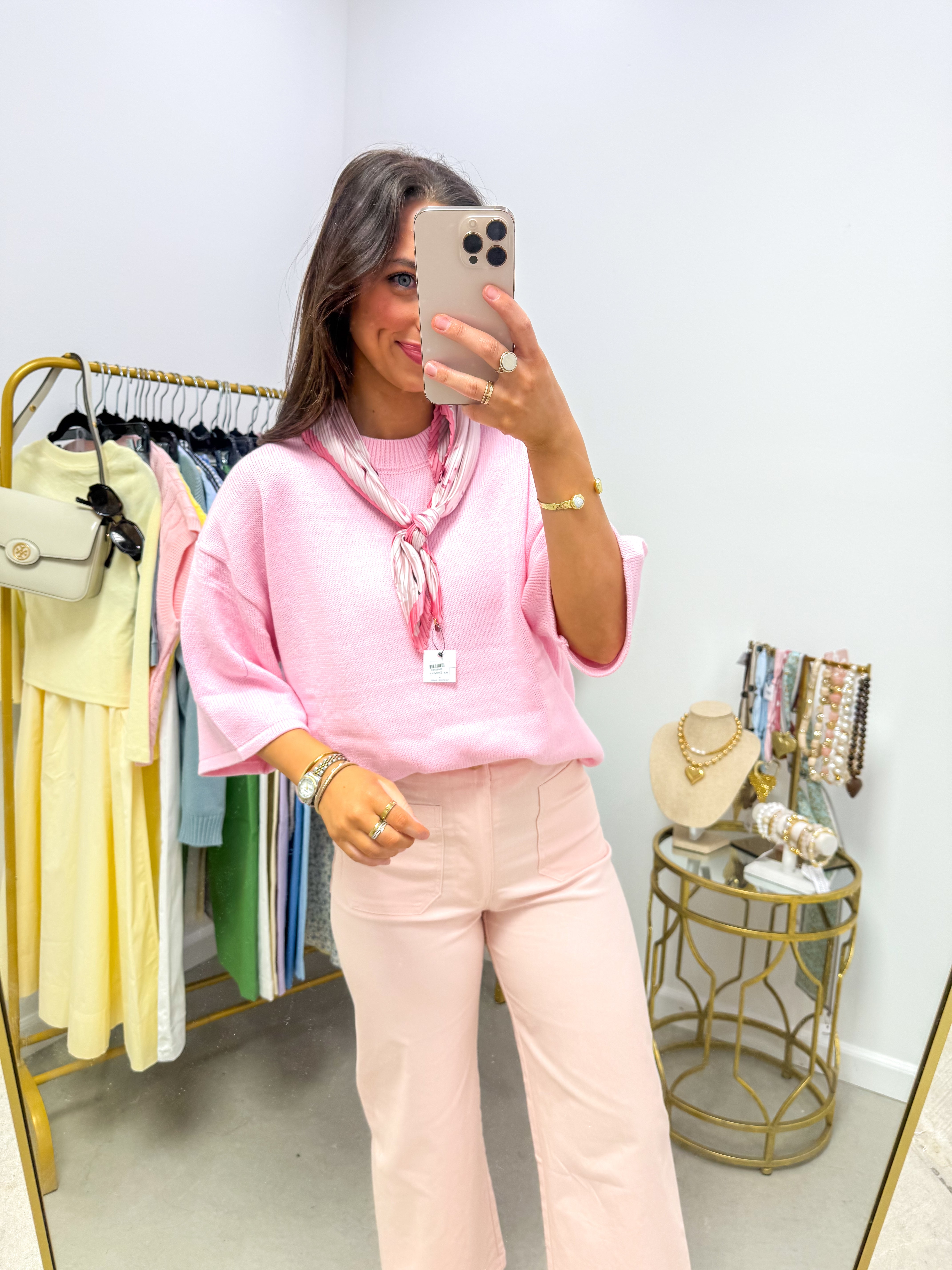 Lainey Soft Pink Crew Top