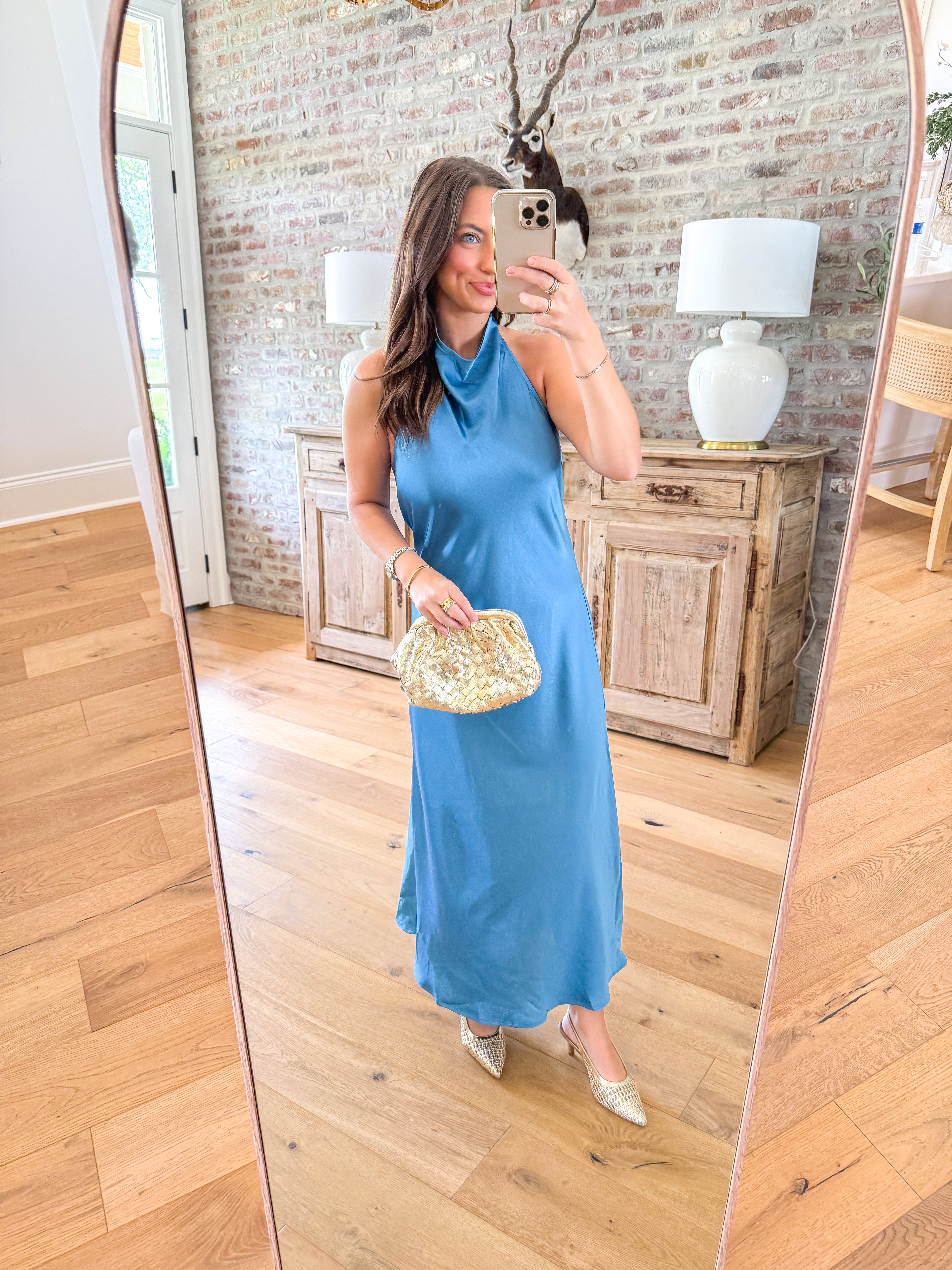 Dusty Blue Darling Halter Dress
