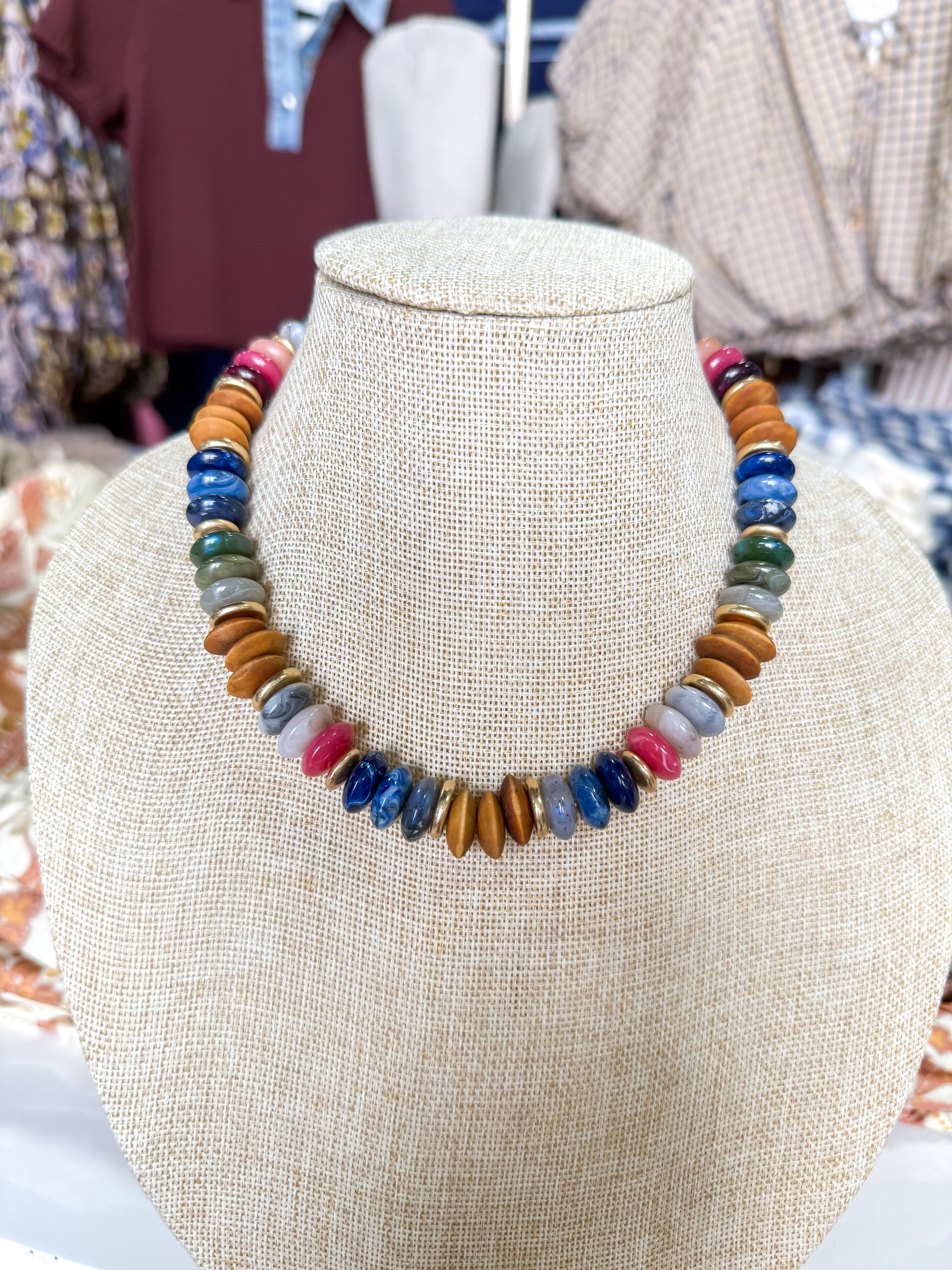 Multi Jewel Tone Beaded Necklace