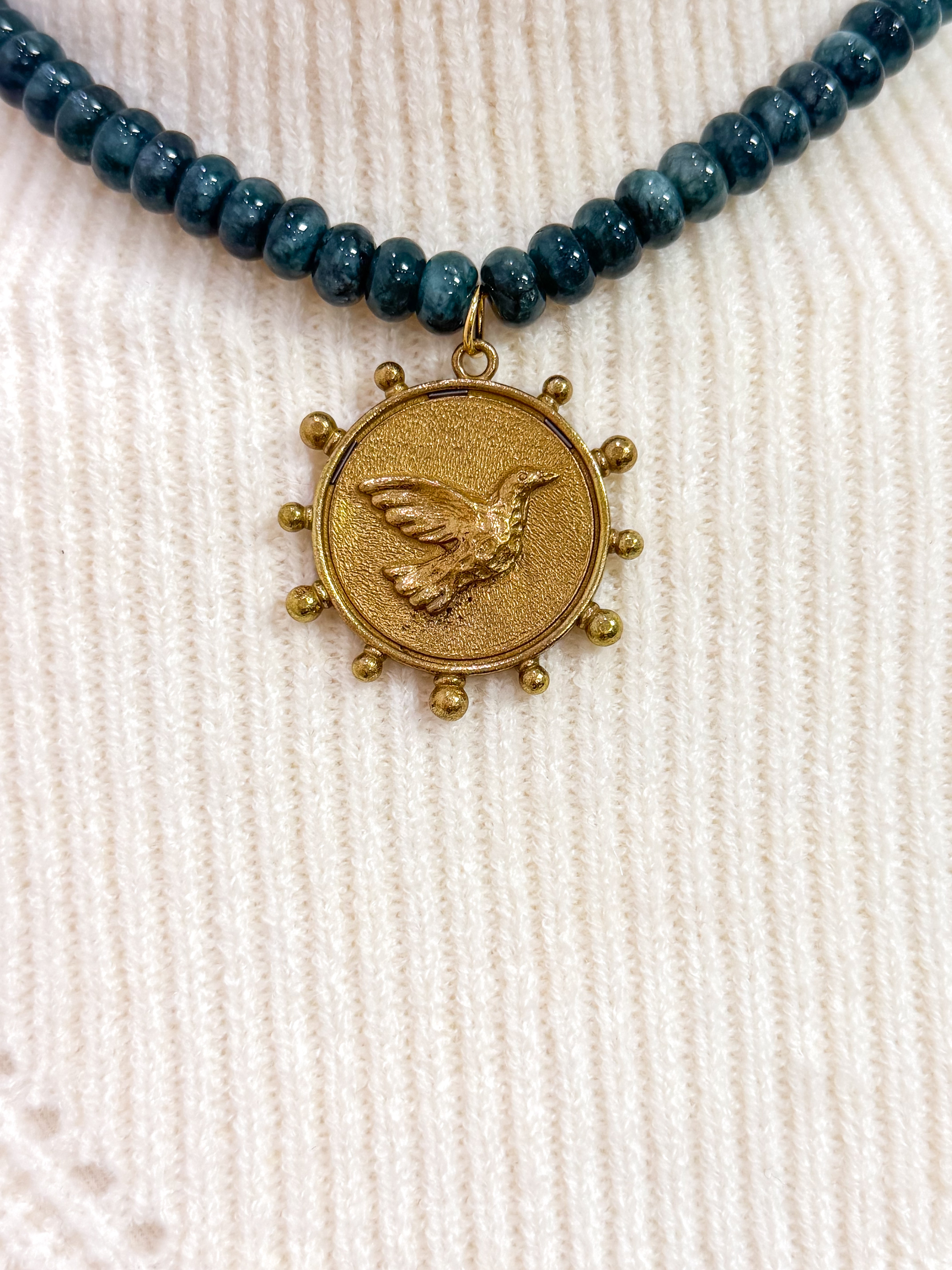Dark Blue Duck Beaded Necklace