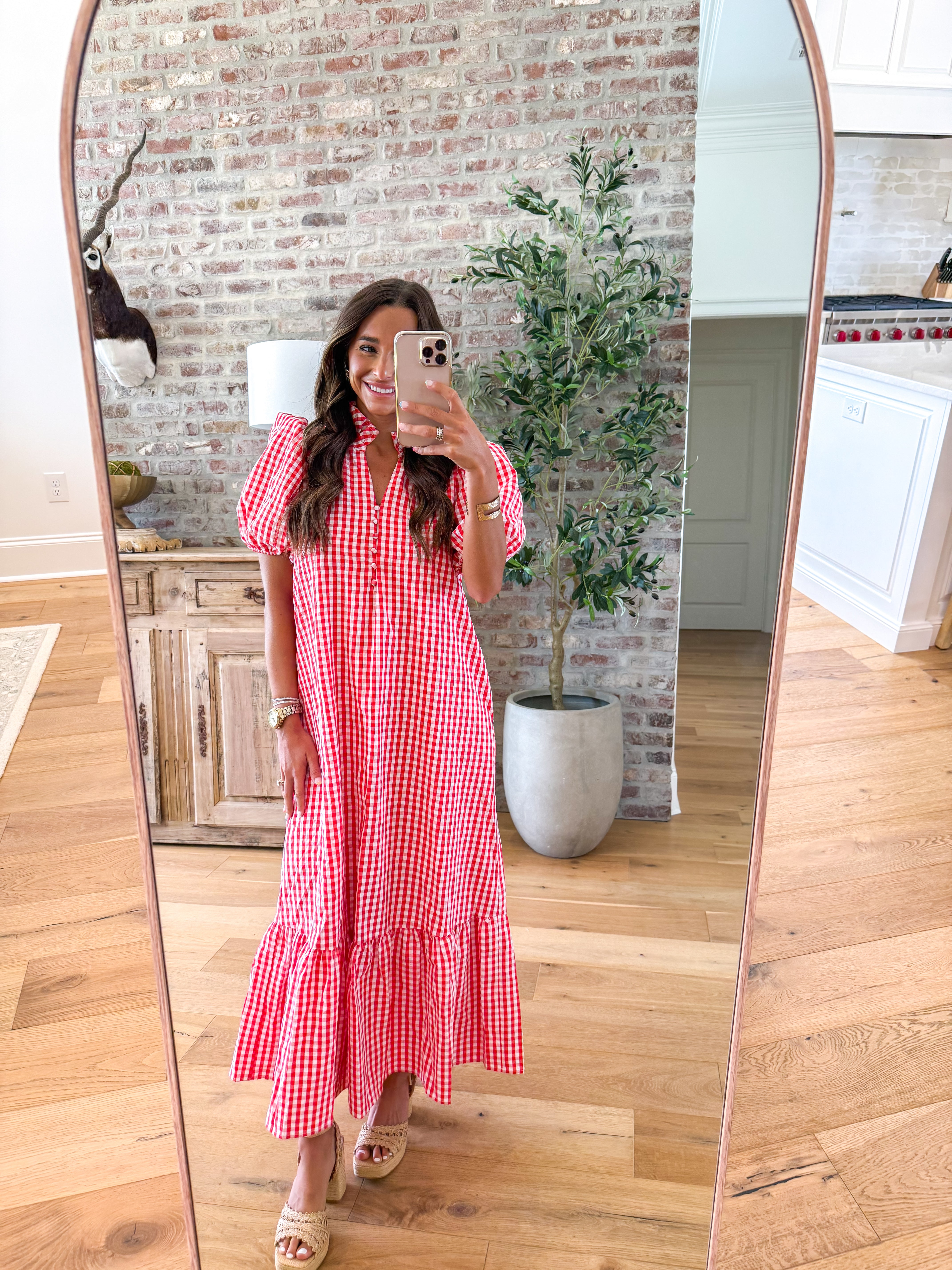 Picnic in the Park Red Gingham Midi Dress
