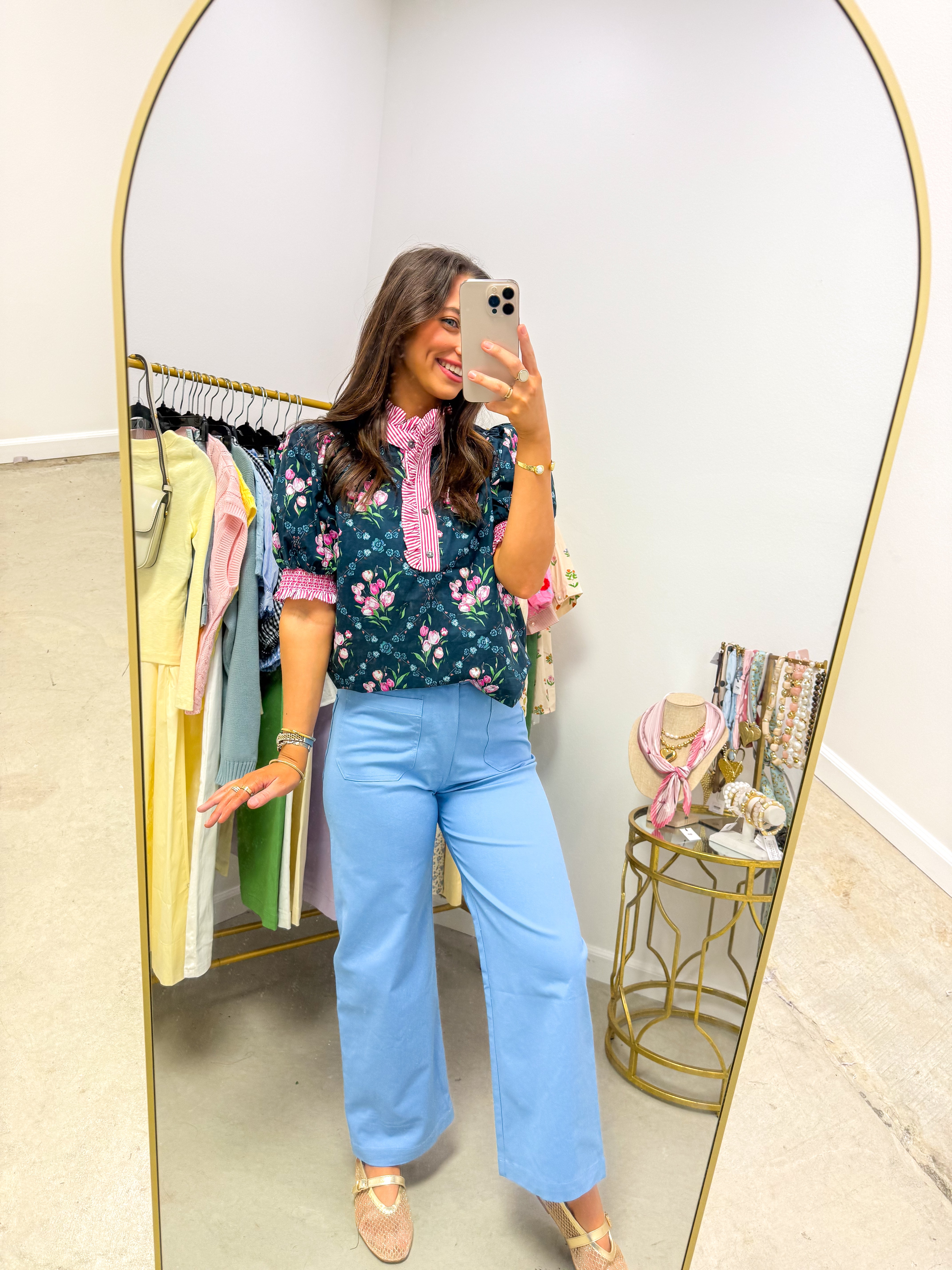 Driftwood Navy Floral Blouse