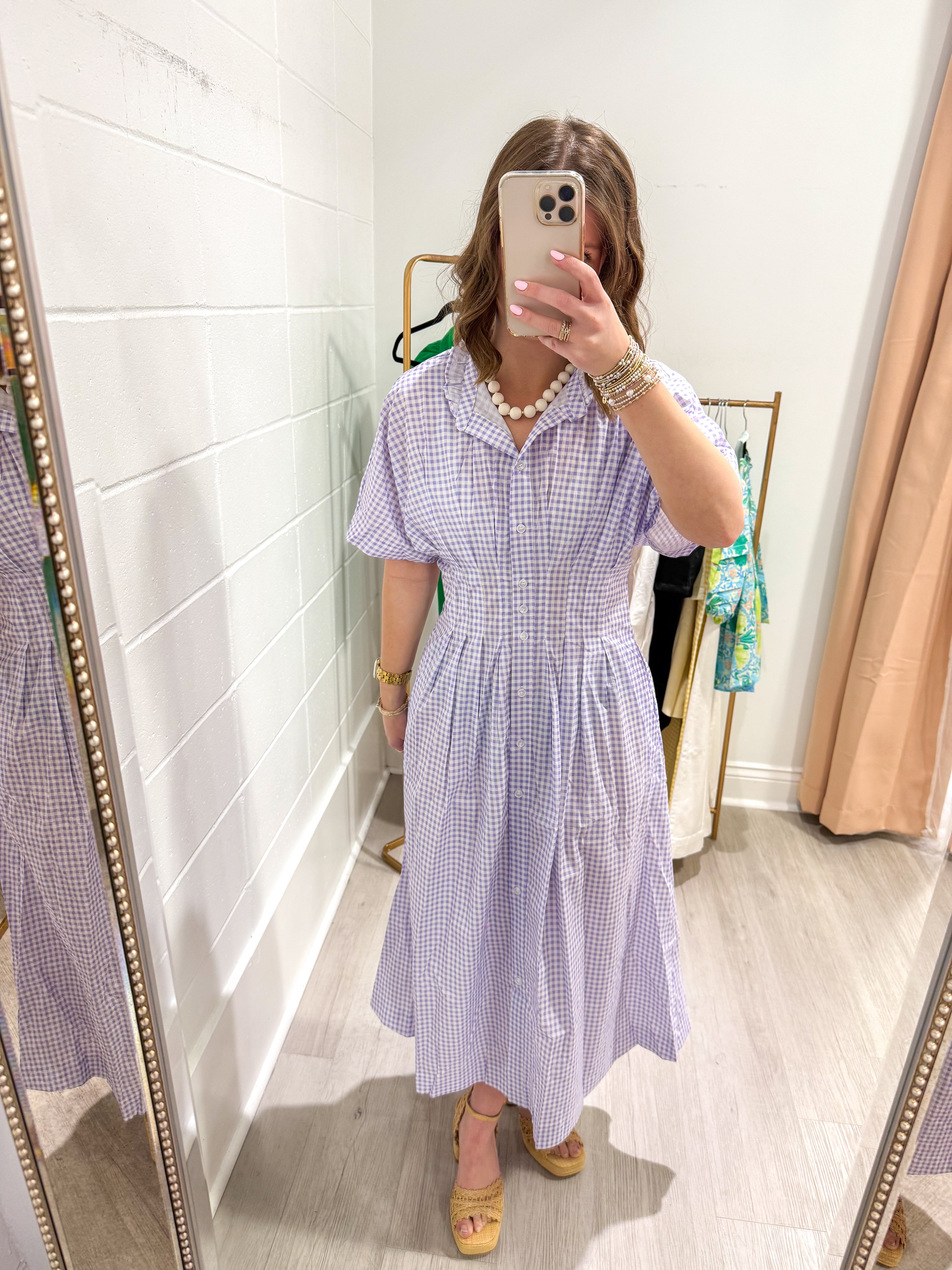 Sweet Grace Lavender Gingham Midi