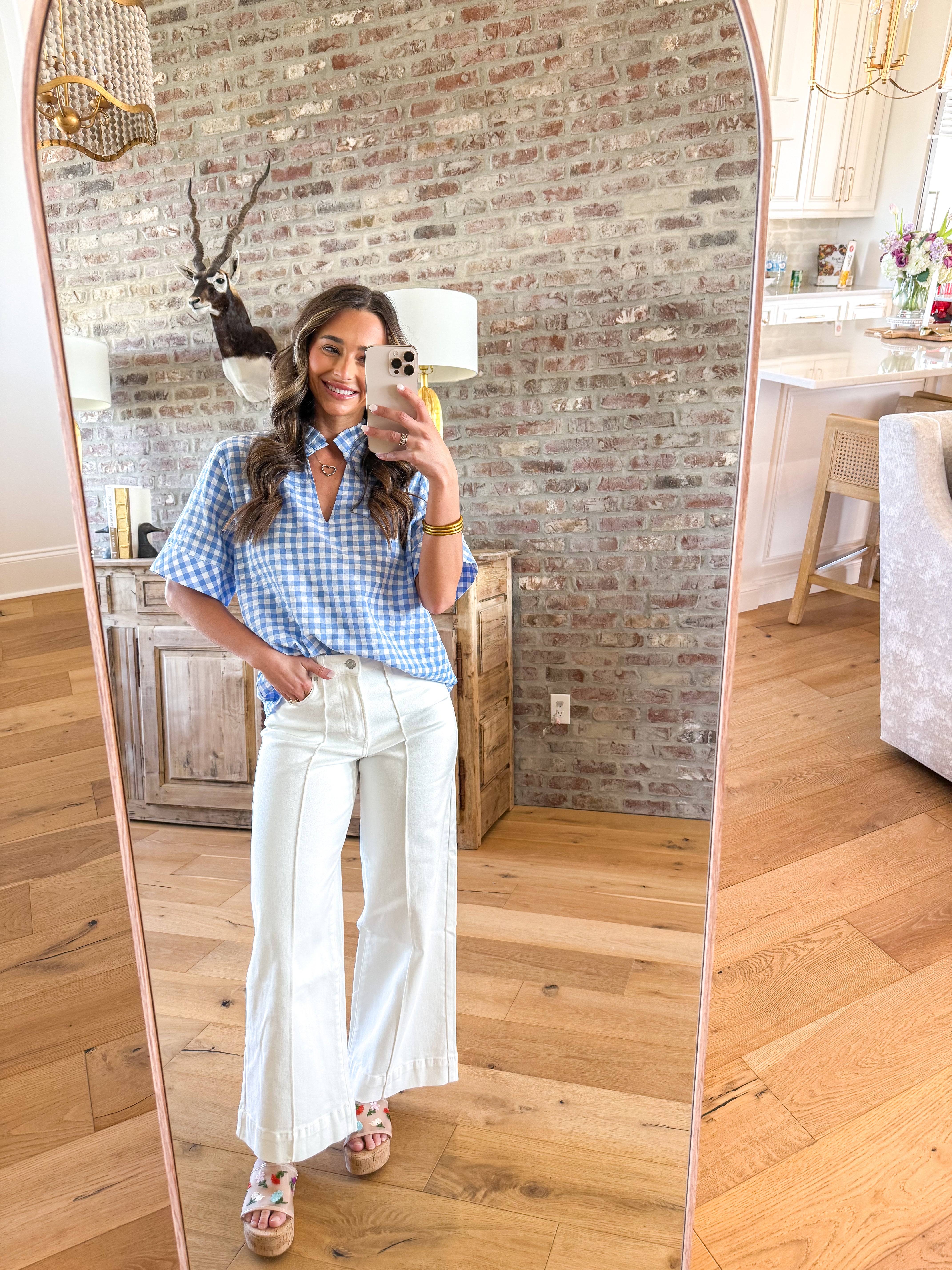 Harlow Blue Gingham Top