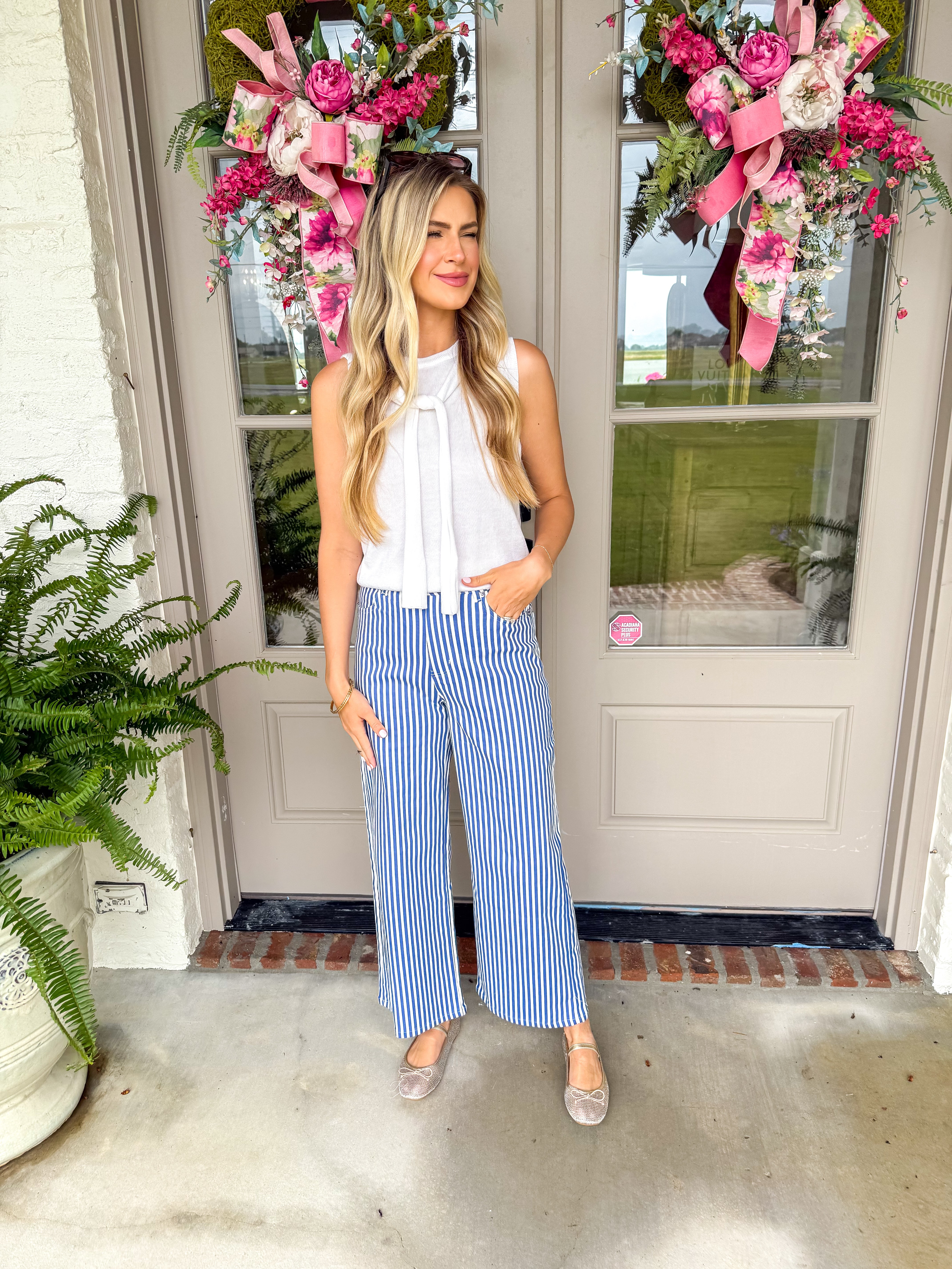 Line & Vine Striped Denim Jeans