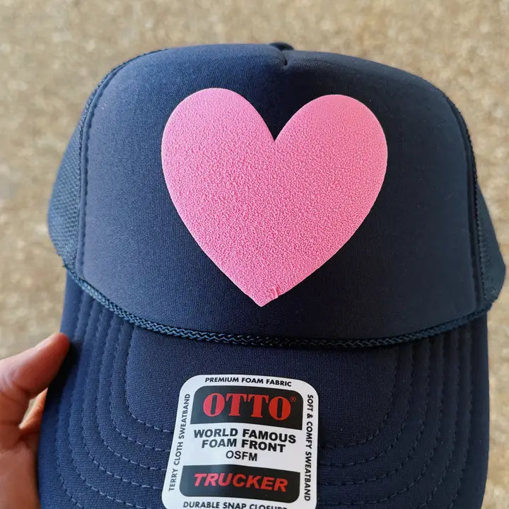 Happy Heart Trucker Hat- Navy
