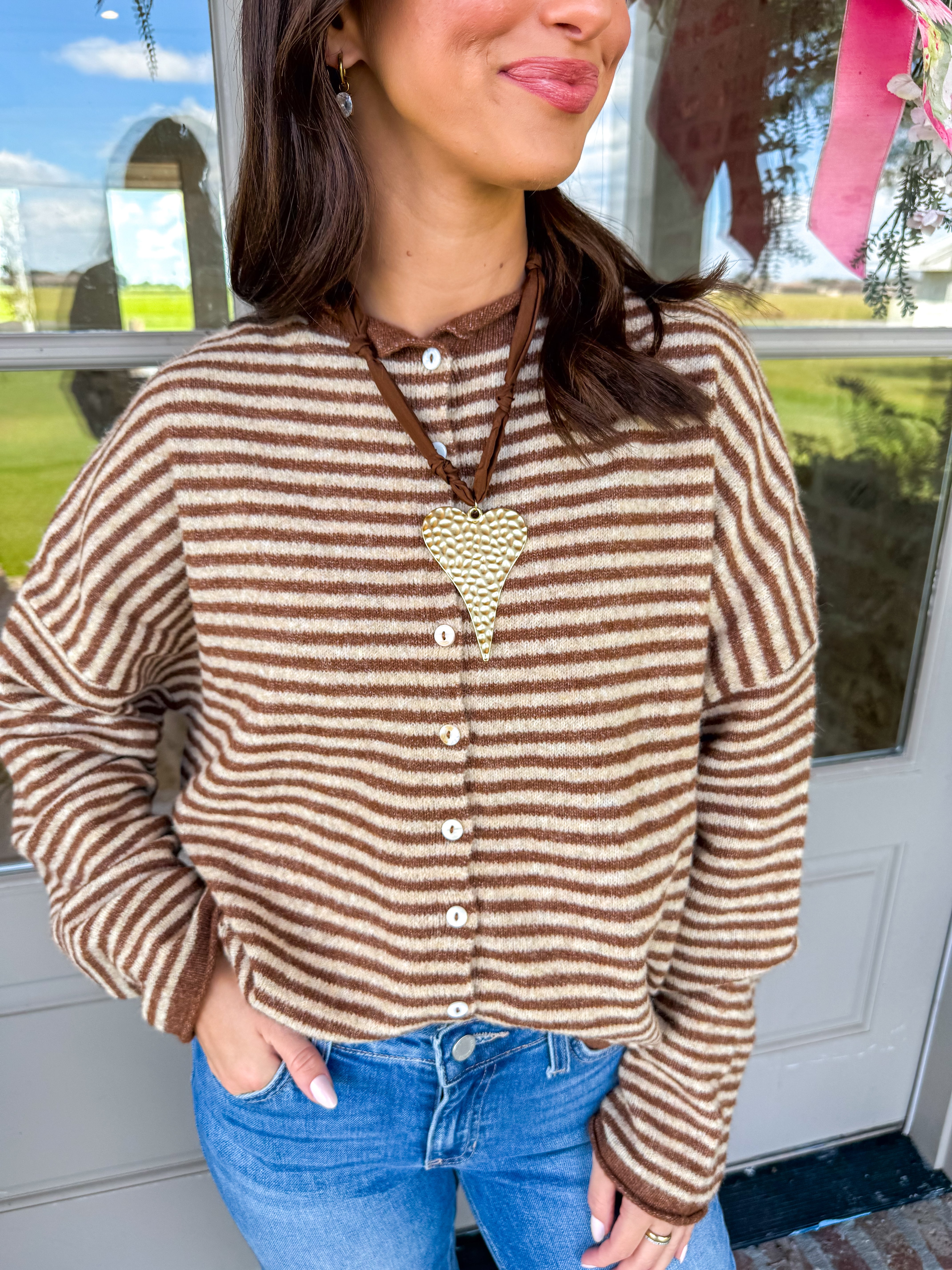 Piper Striped Brown Cardigan