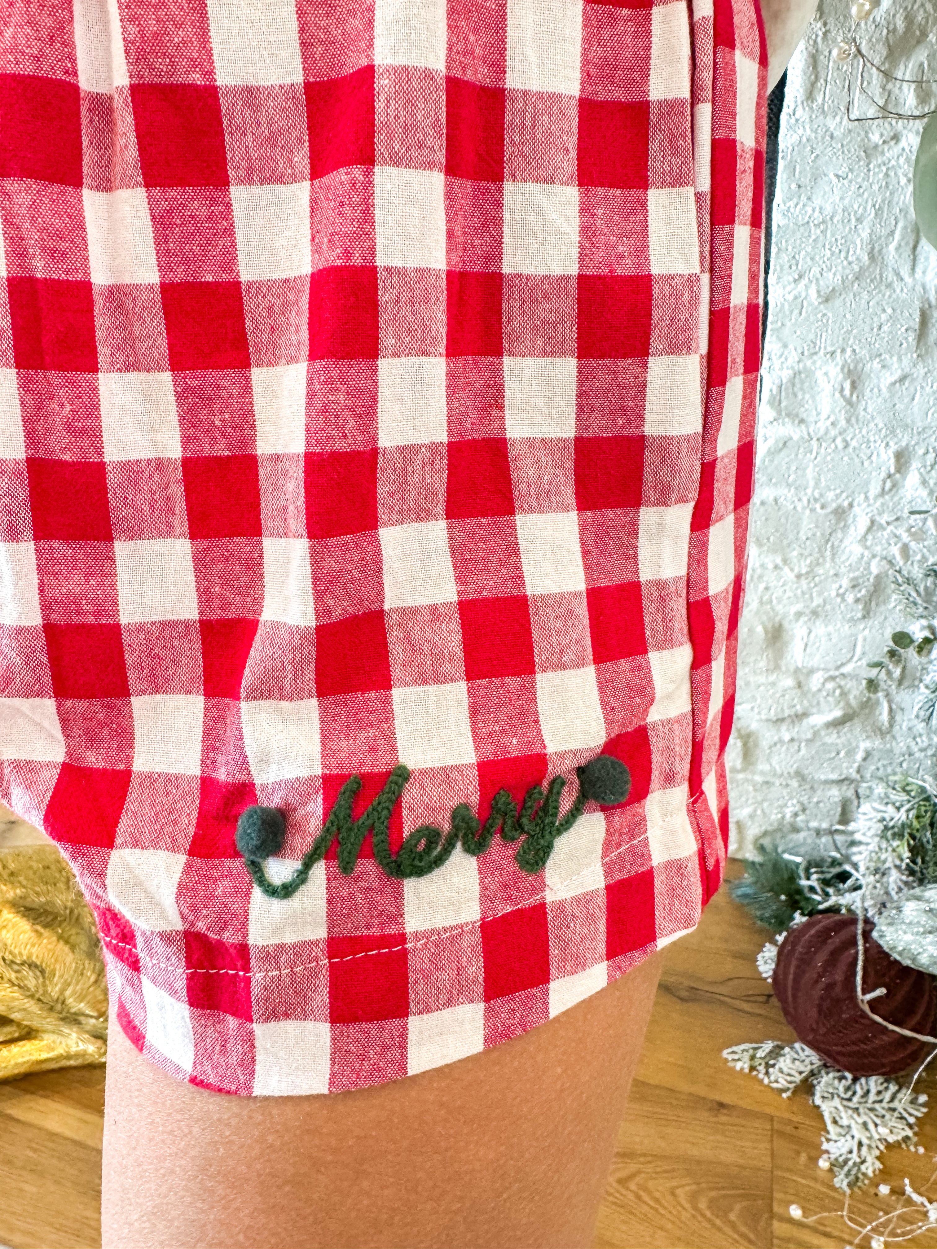 Red Gingham Merry Boxer Shorts