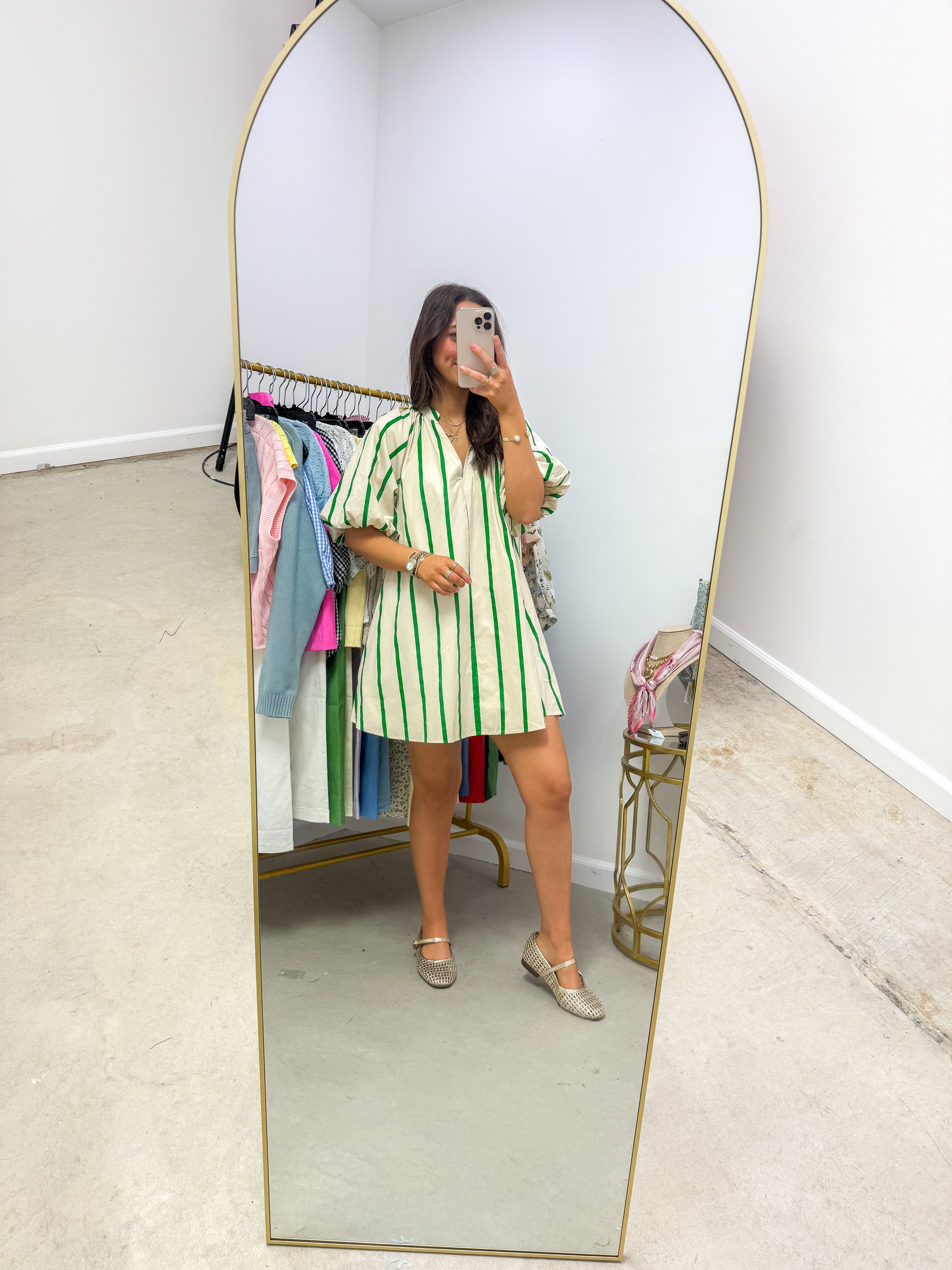 Seize The Day Kelly Green Striped Mini