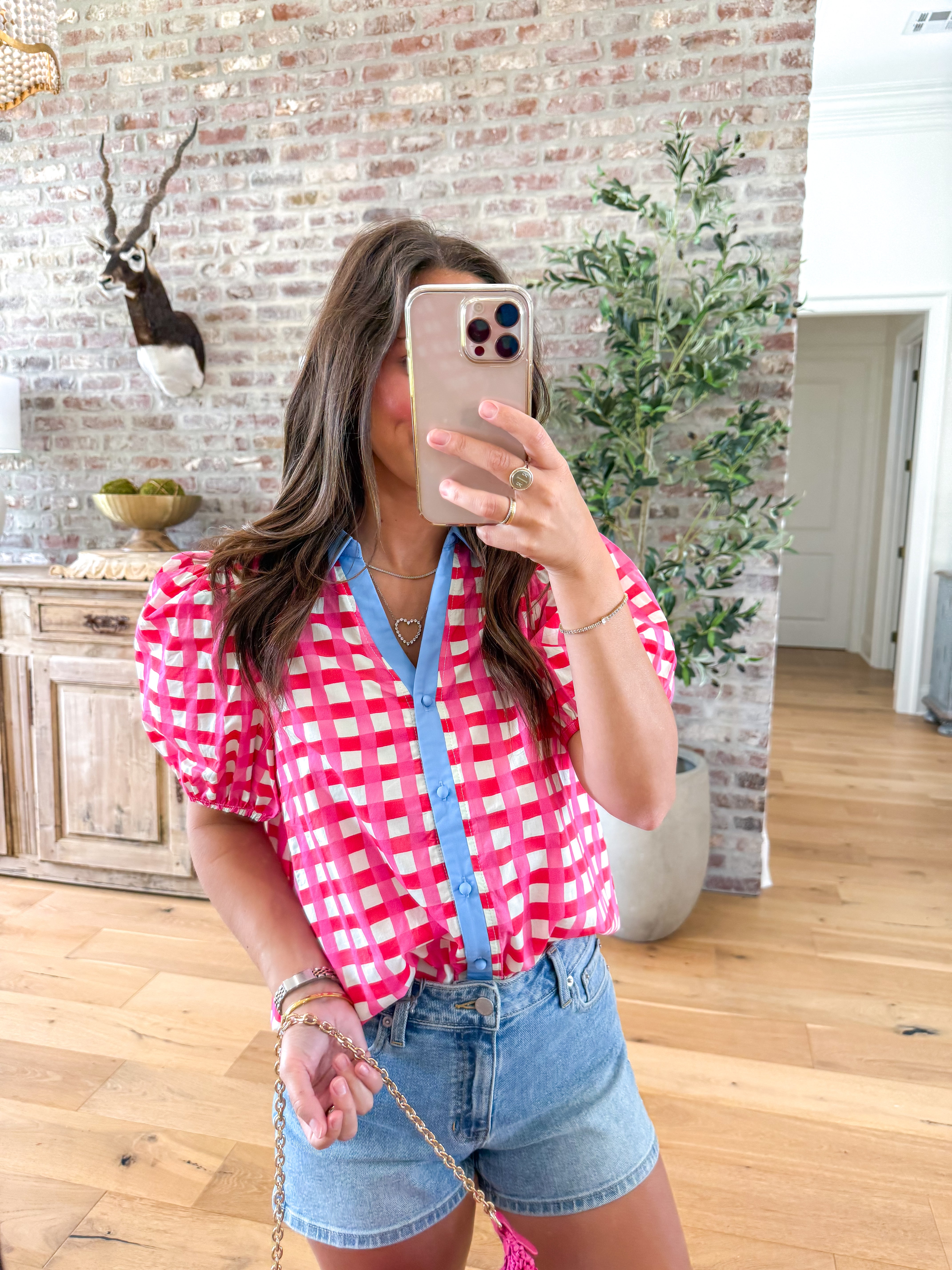 Pink Gingham Garden Top