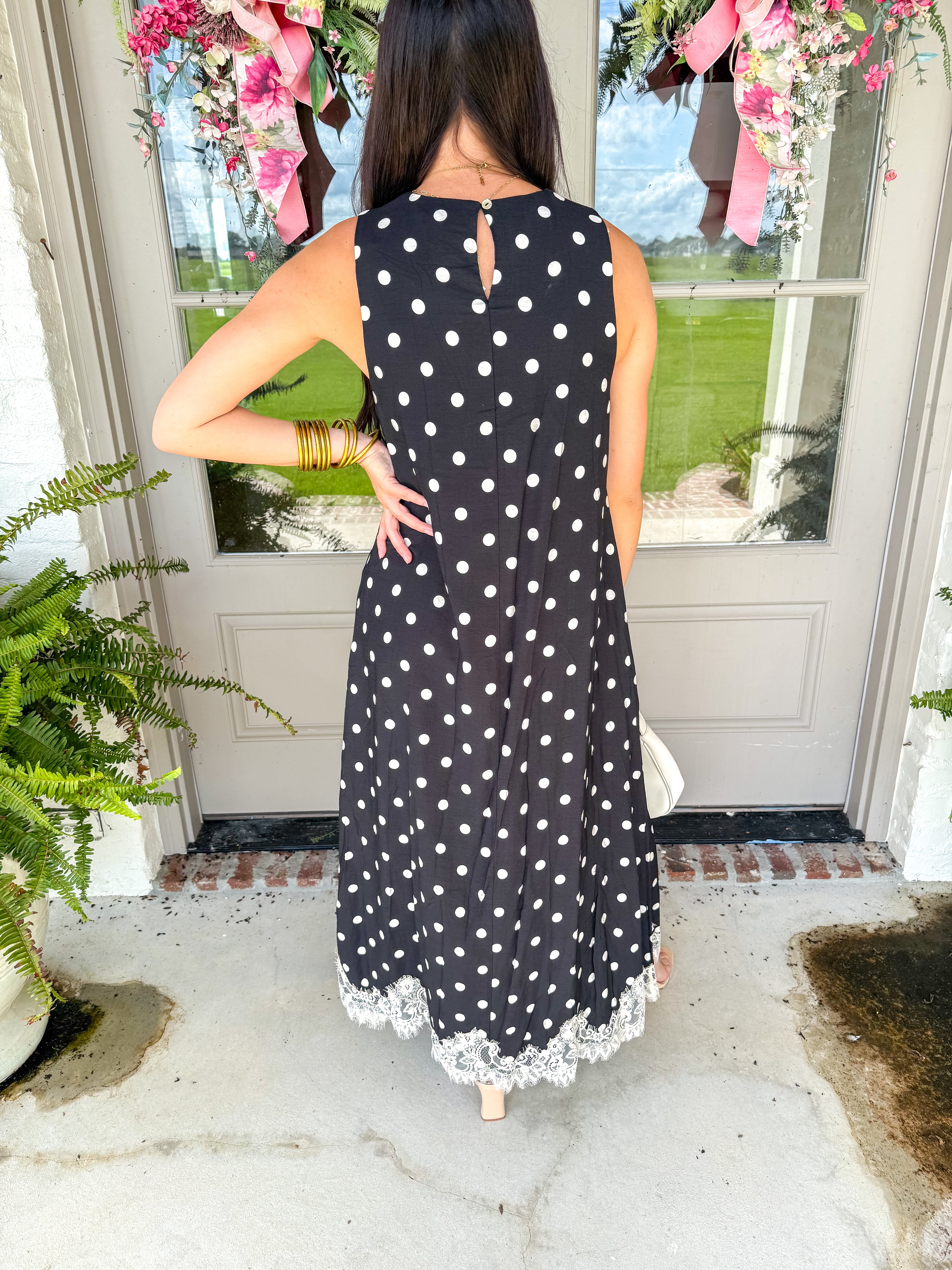 Dotted With Grace Midi Dress Black