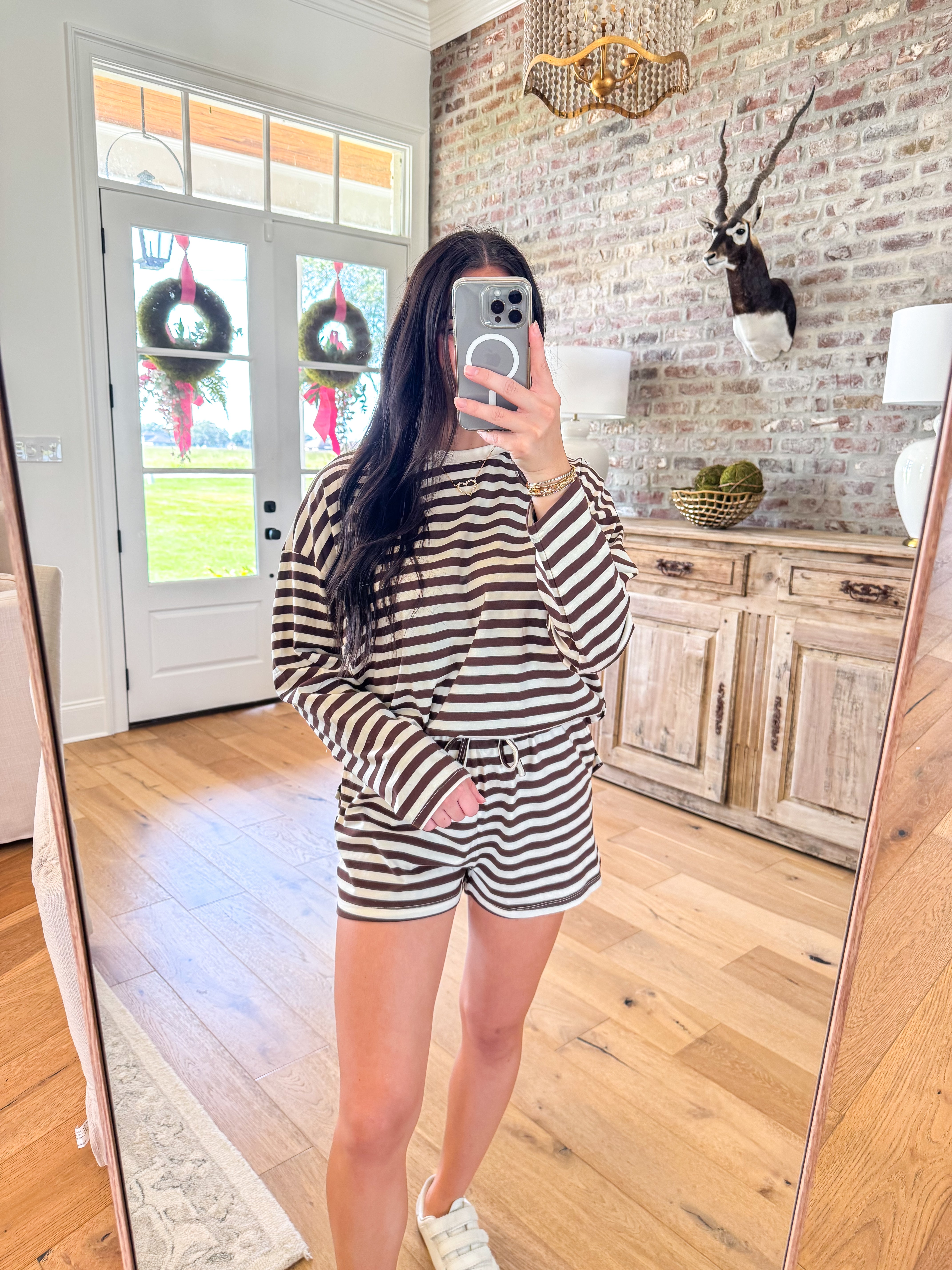 Cocoa Stripe Lounge Set
