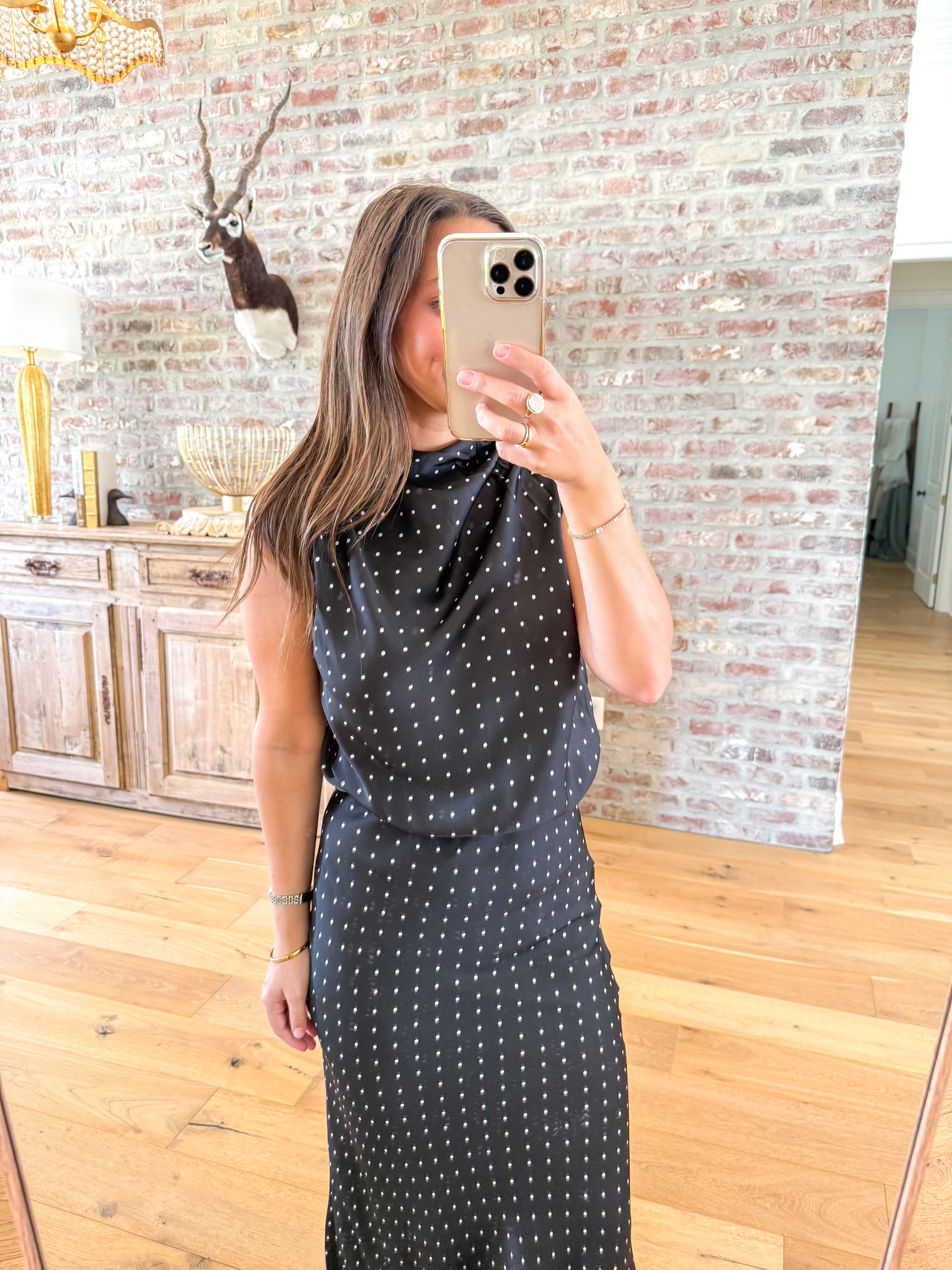 Dotted Darling High Neck Top Black