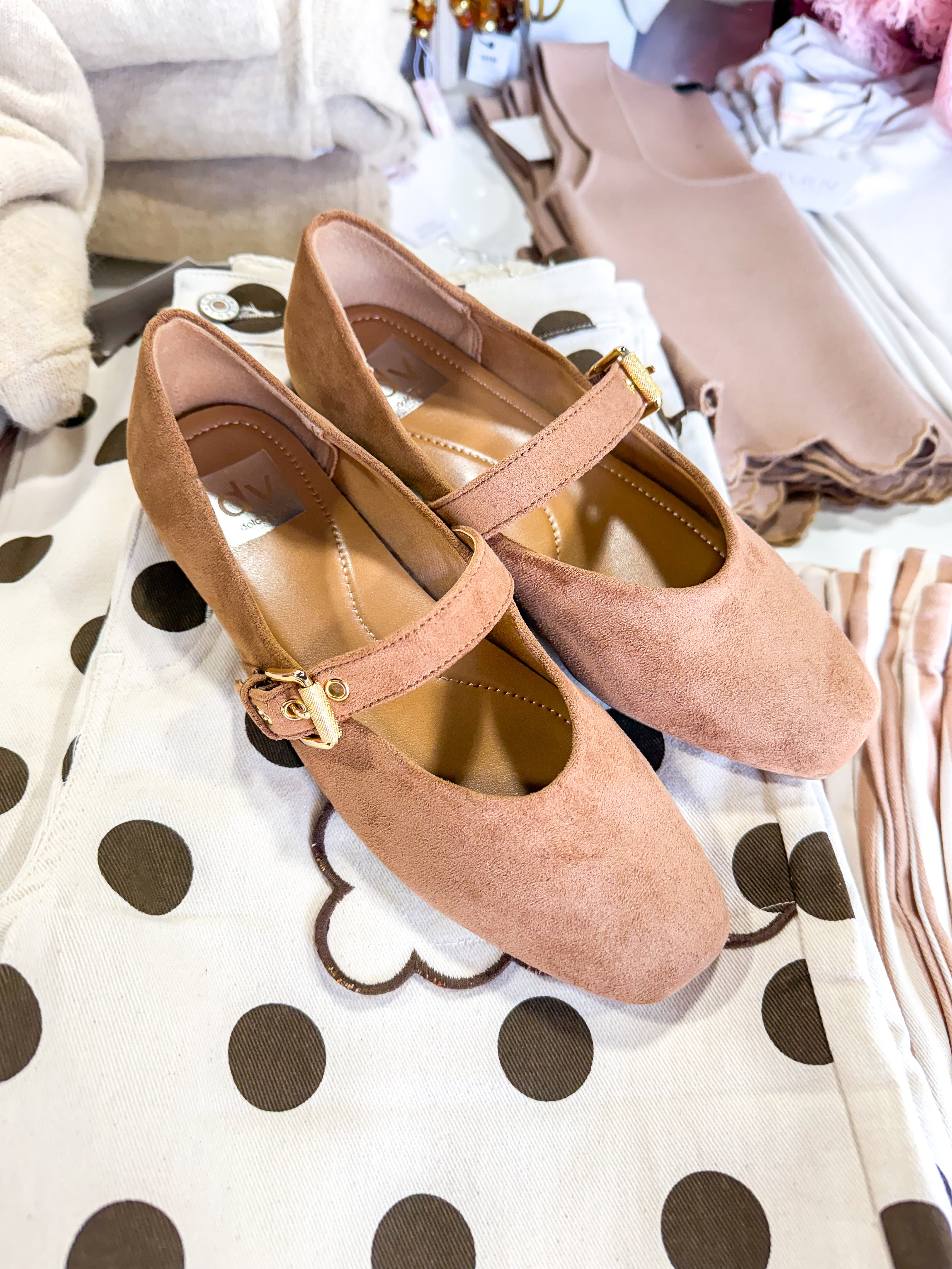 Mulaney Tan Faux Suede Ballet Flats