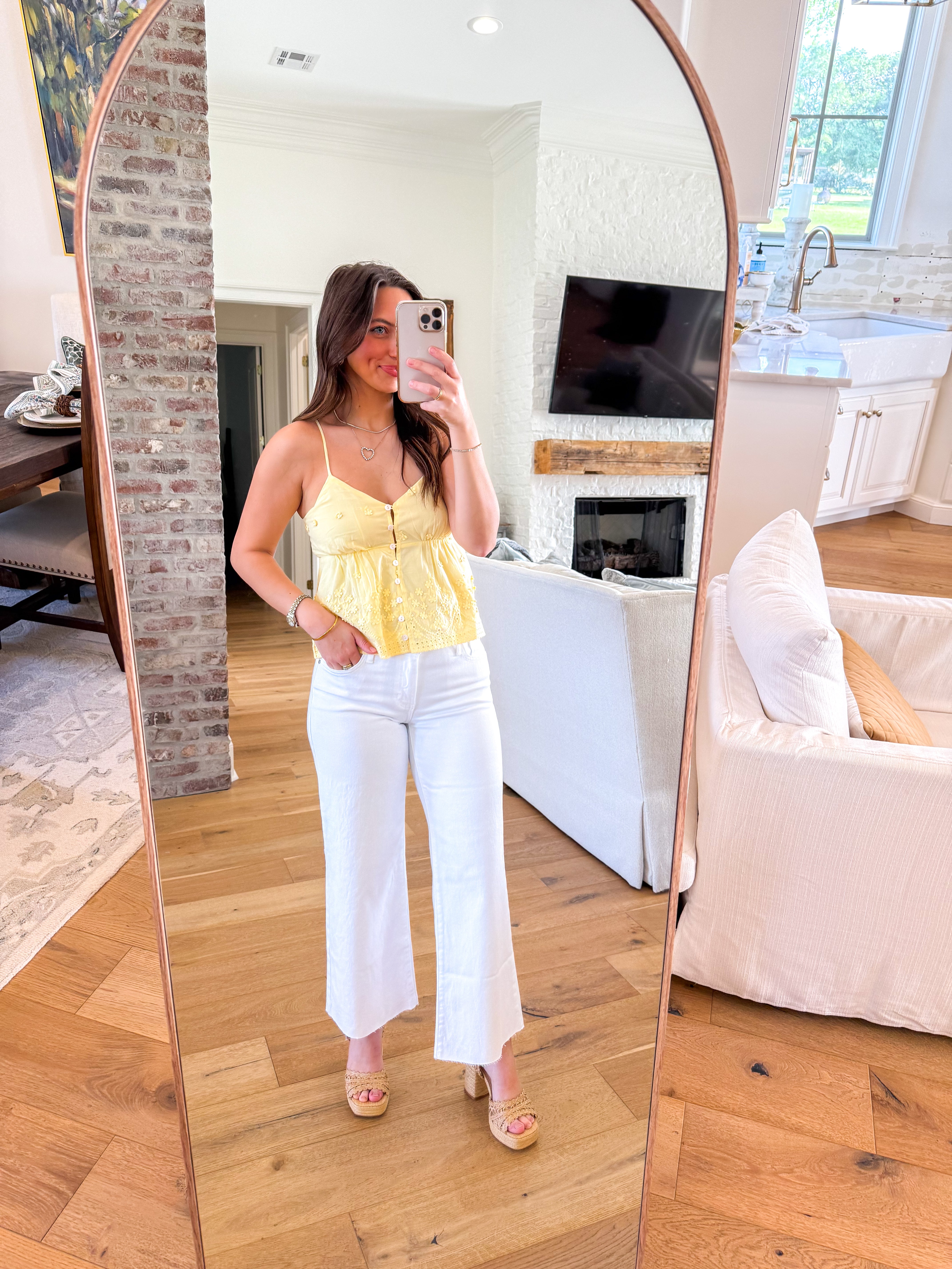 Beachglass Embroidered Tank Yellow