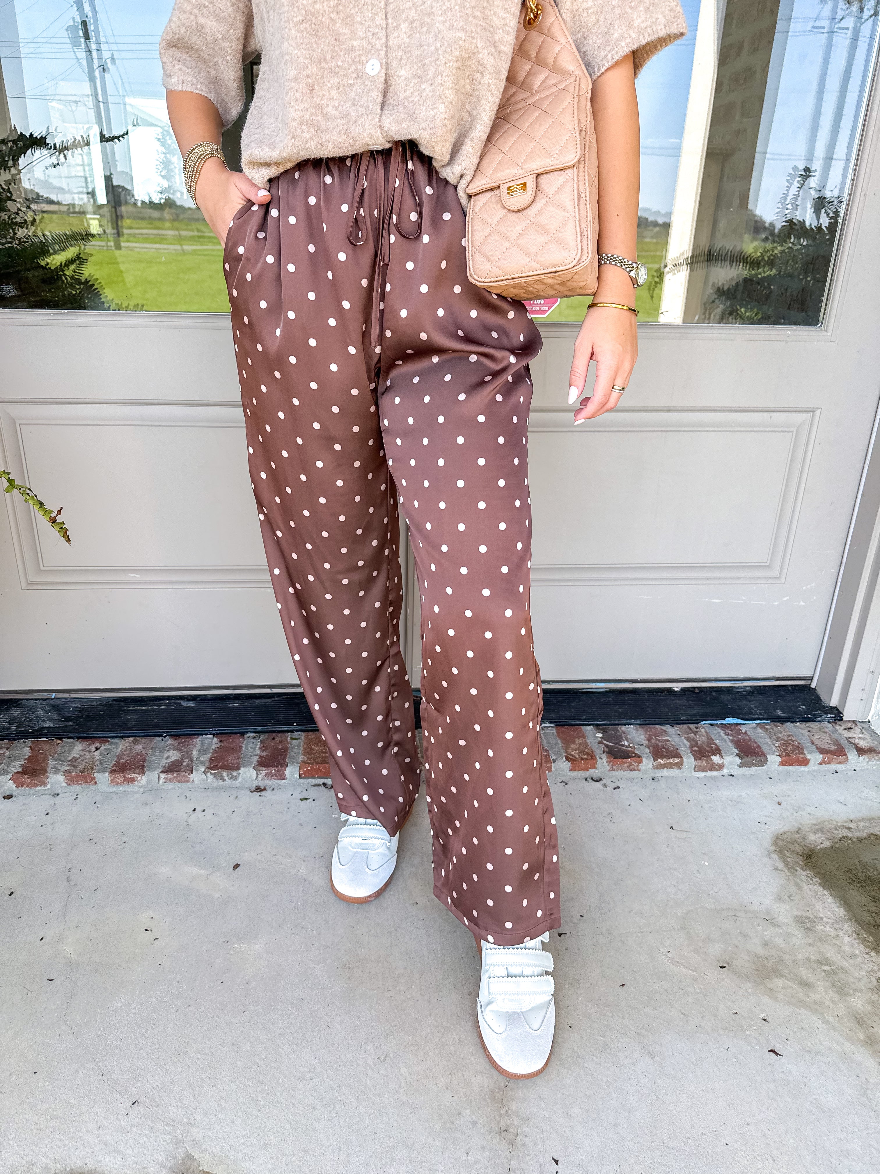 Chocolate Dot Drawstring Trousers