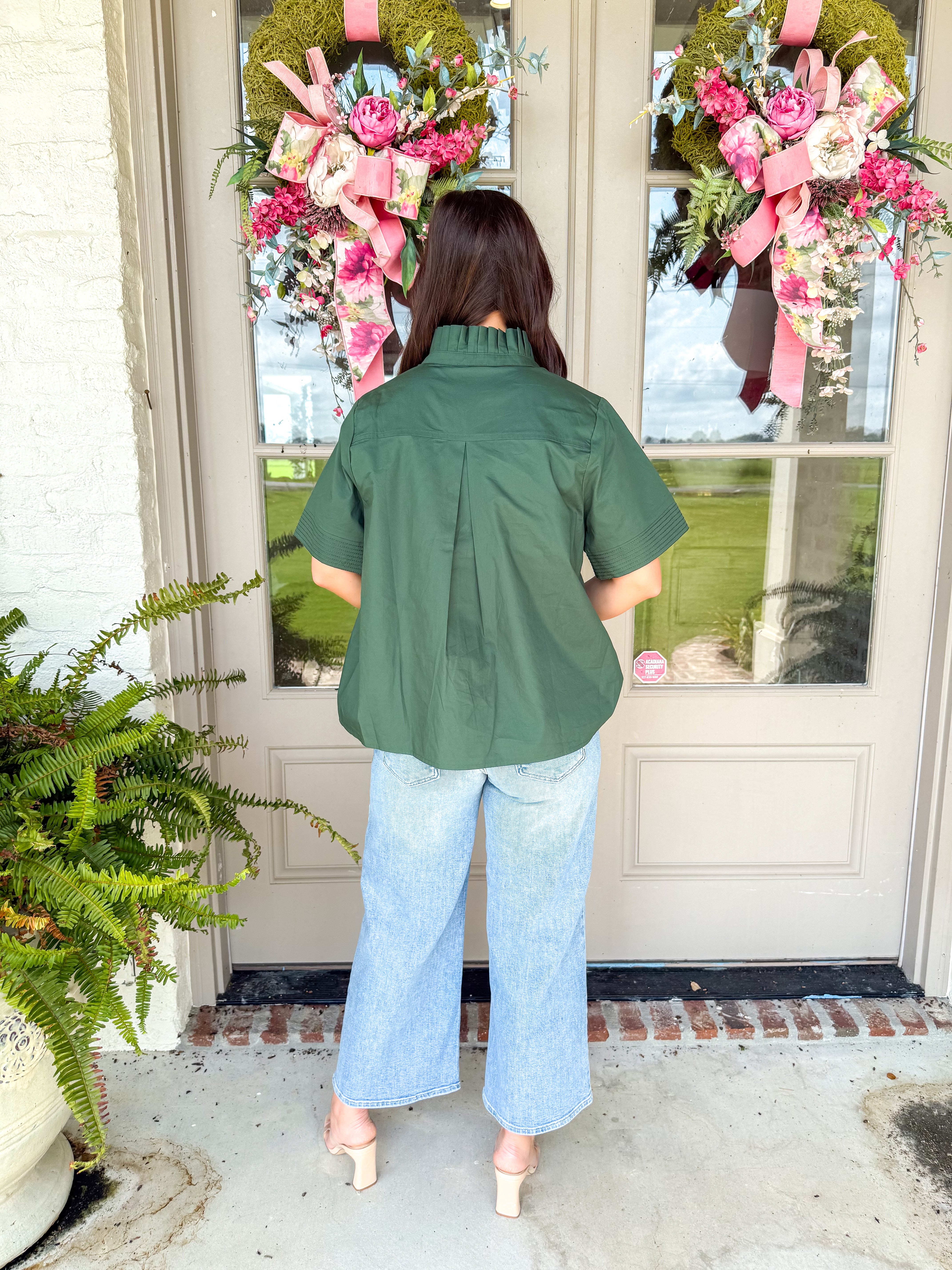 Olive You Pleated Collar Blouse