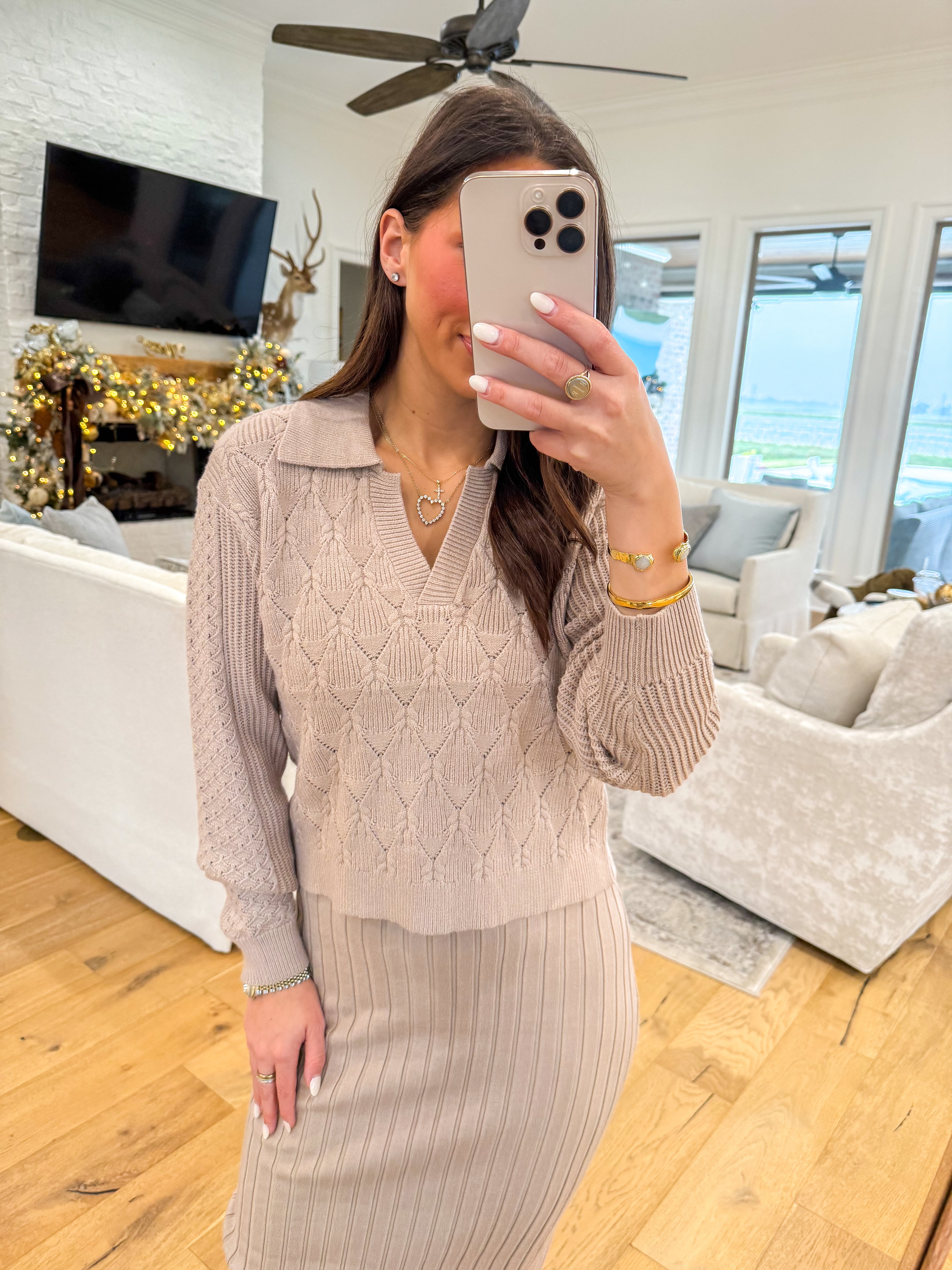 Taupe Twofer Midi Sweater Dress