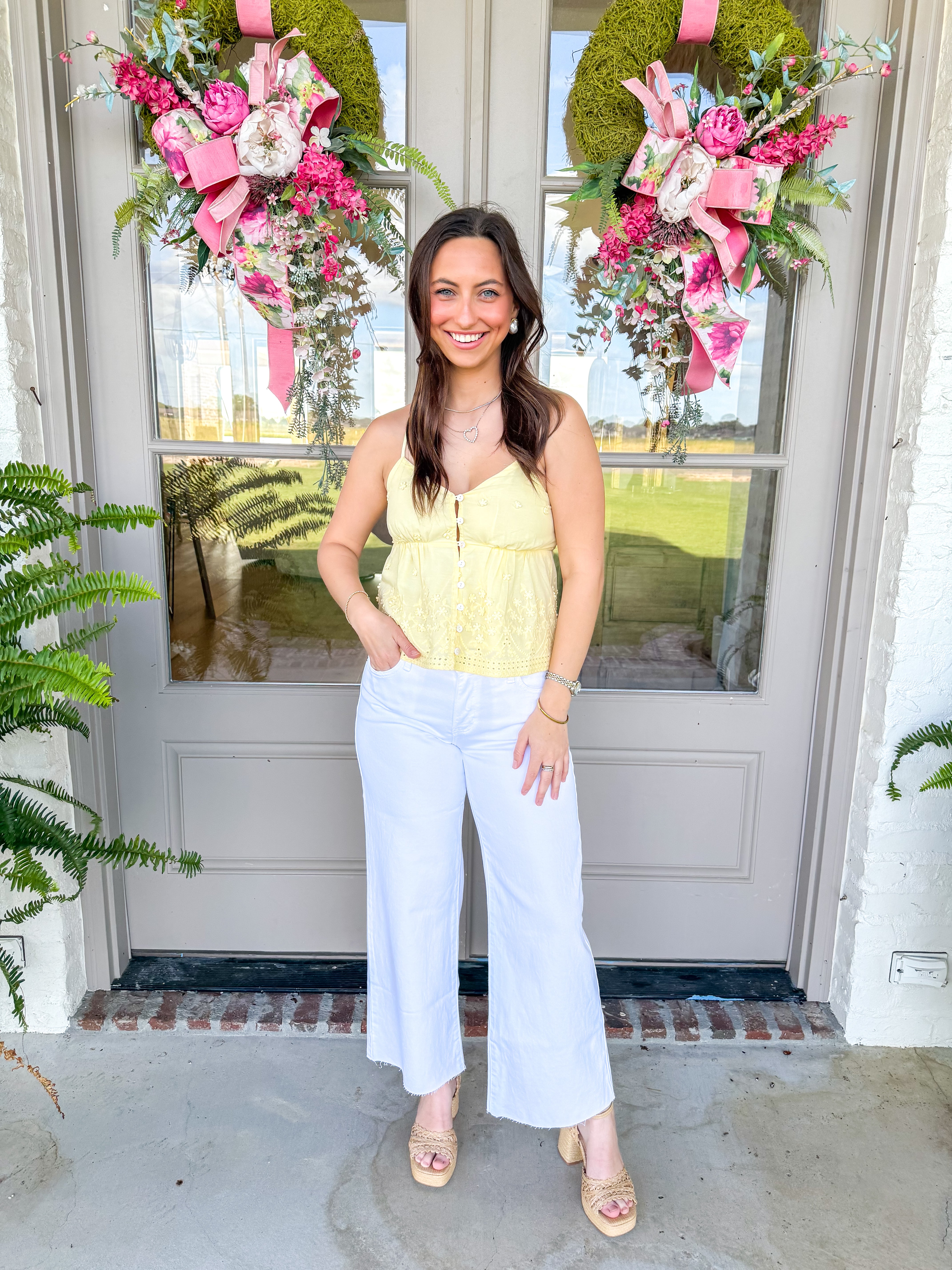 Beachglass Embroidered Tank Yellow
