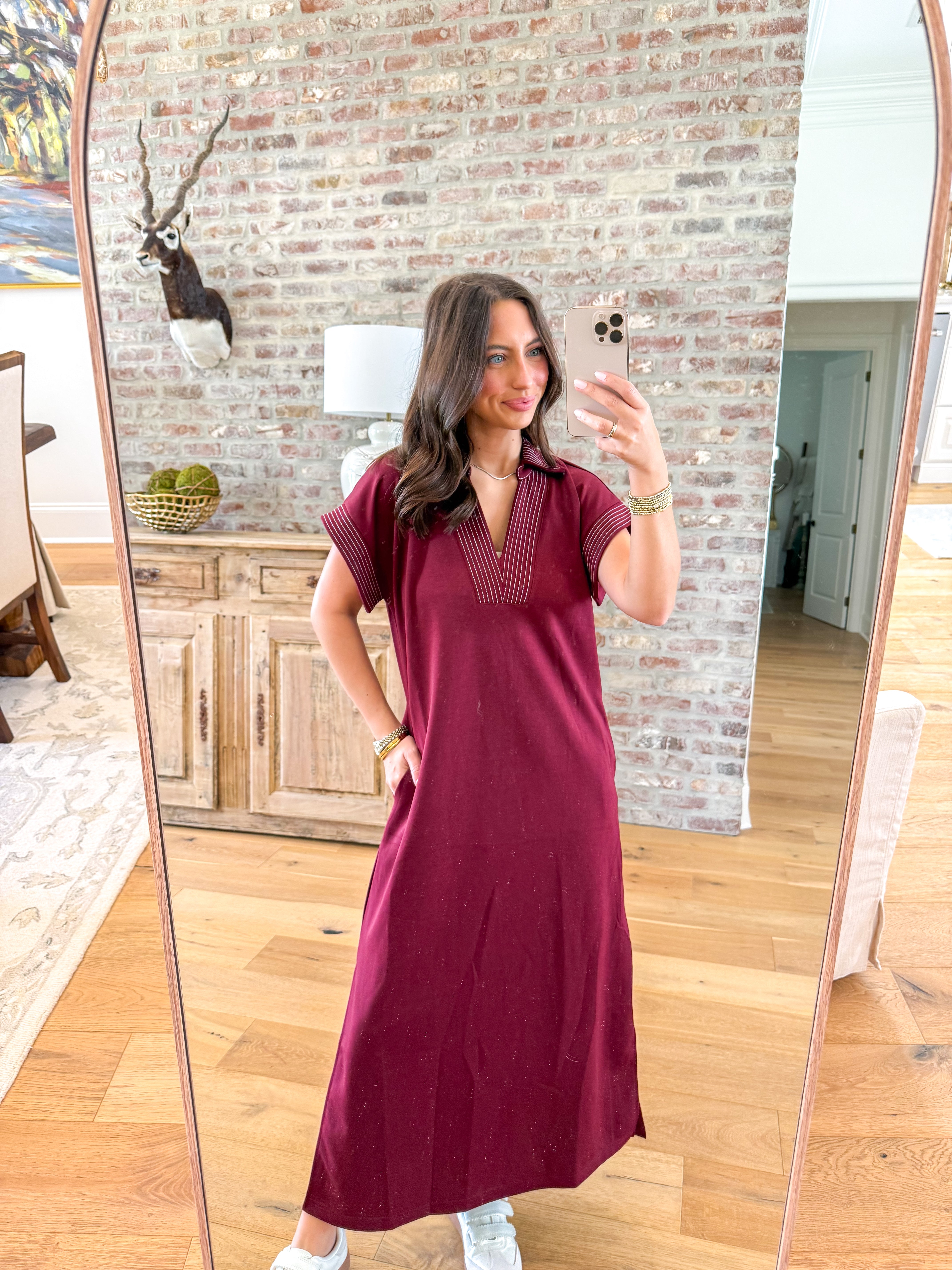 The Effortless Midi Polo Dress Wine