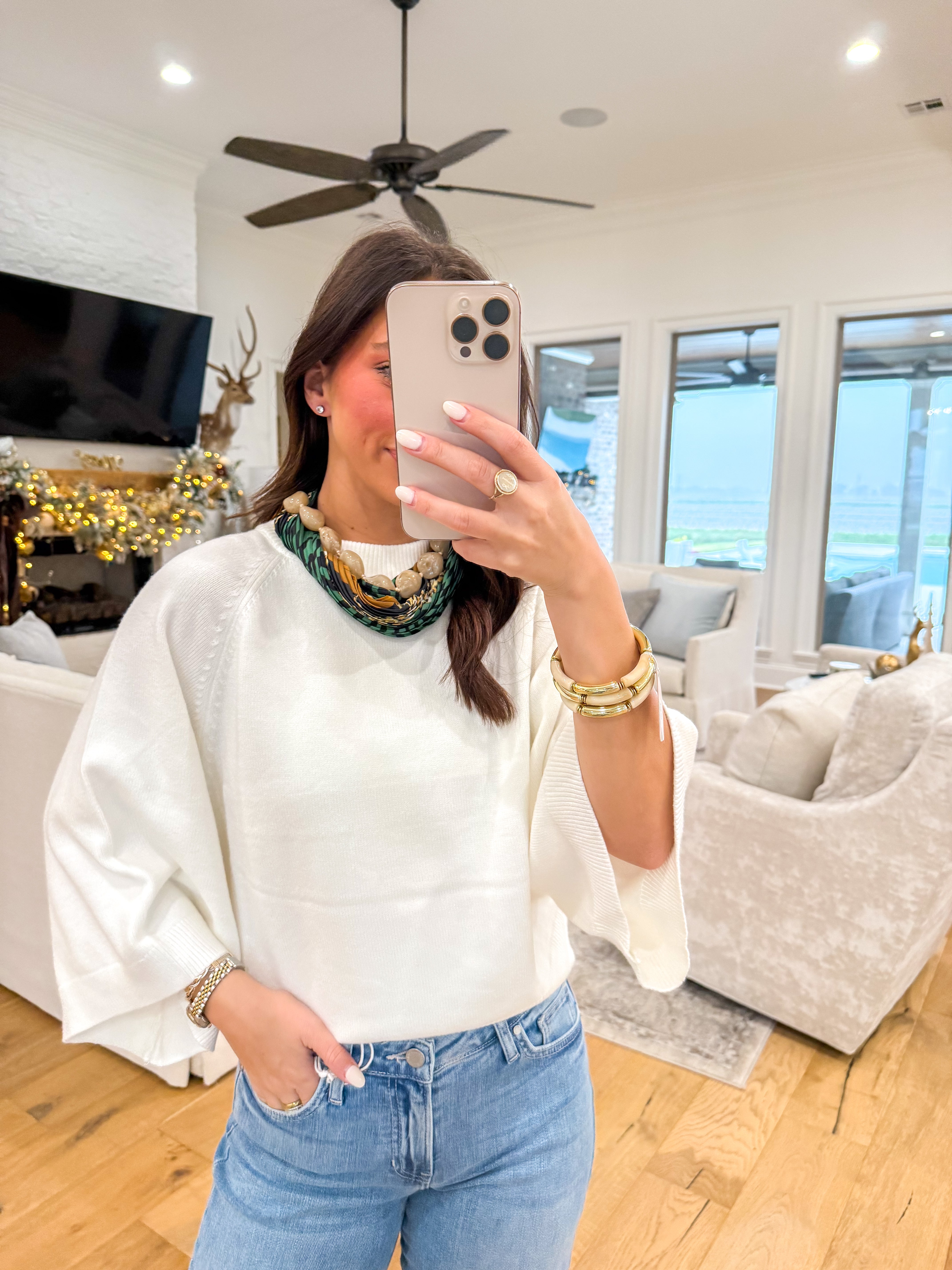Everyday Ease Wide Sleeve Crew Sweater Cream
