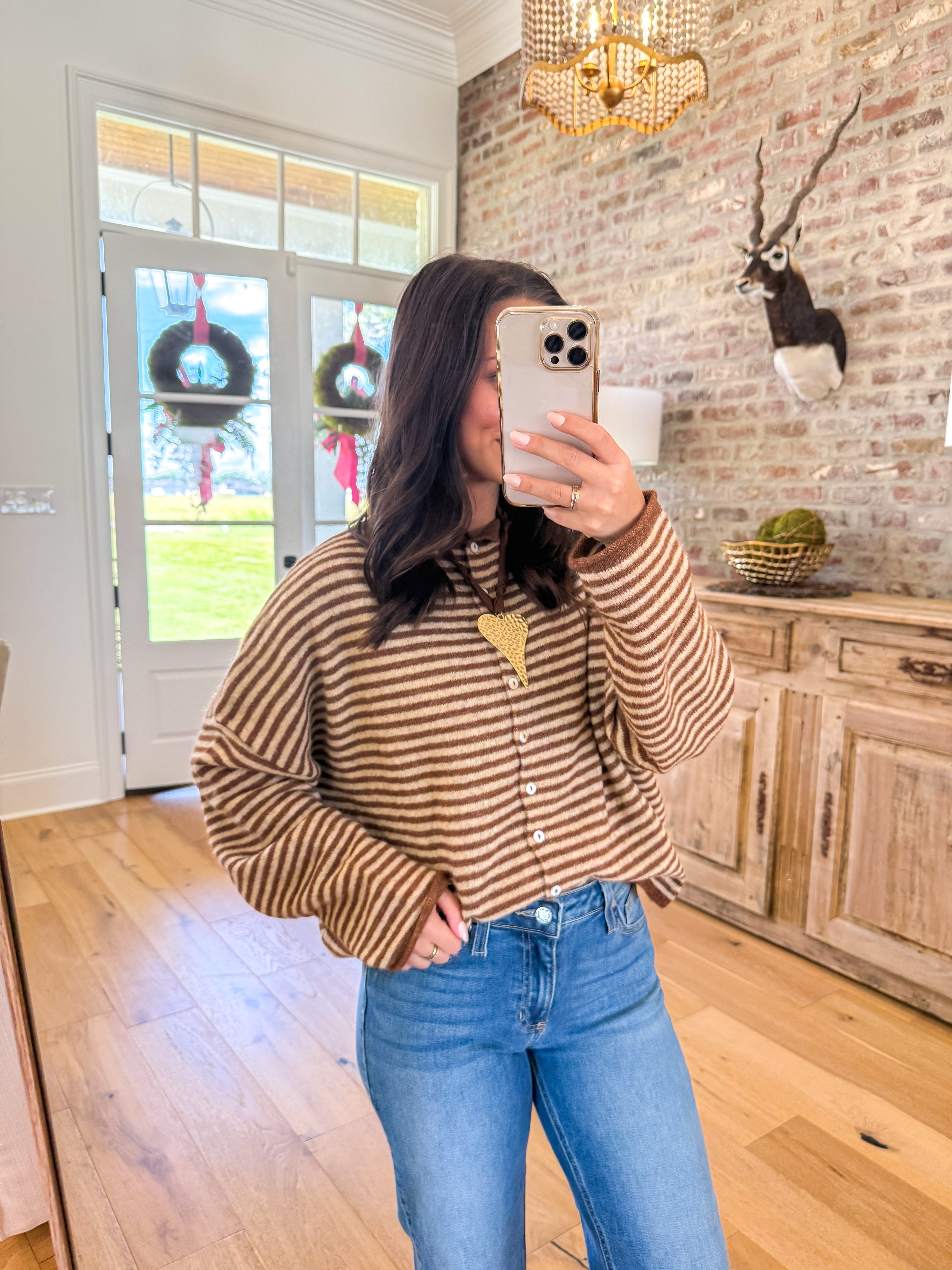 Piper Striped Brown Cardigan