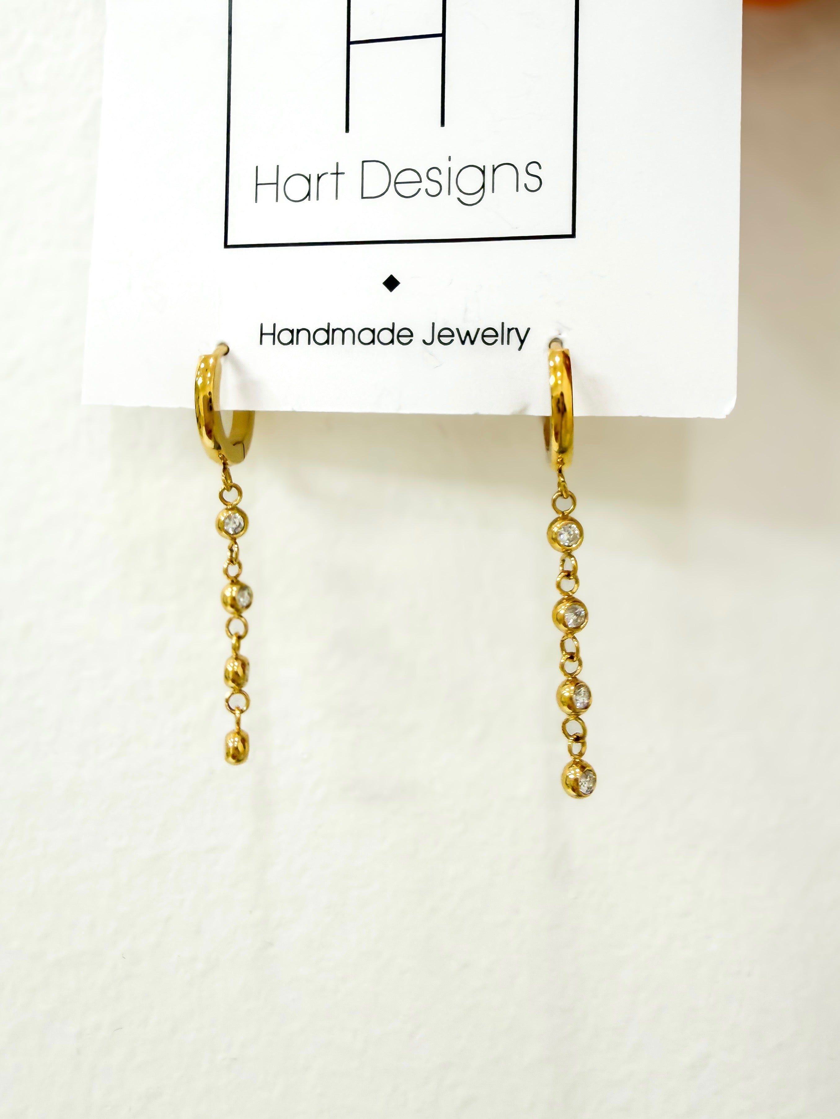 Diamond Drop Gold Hoops