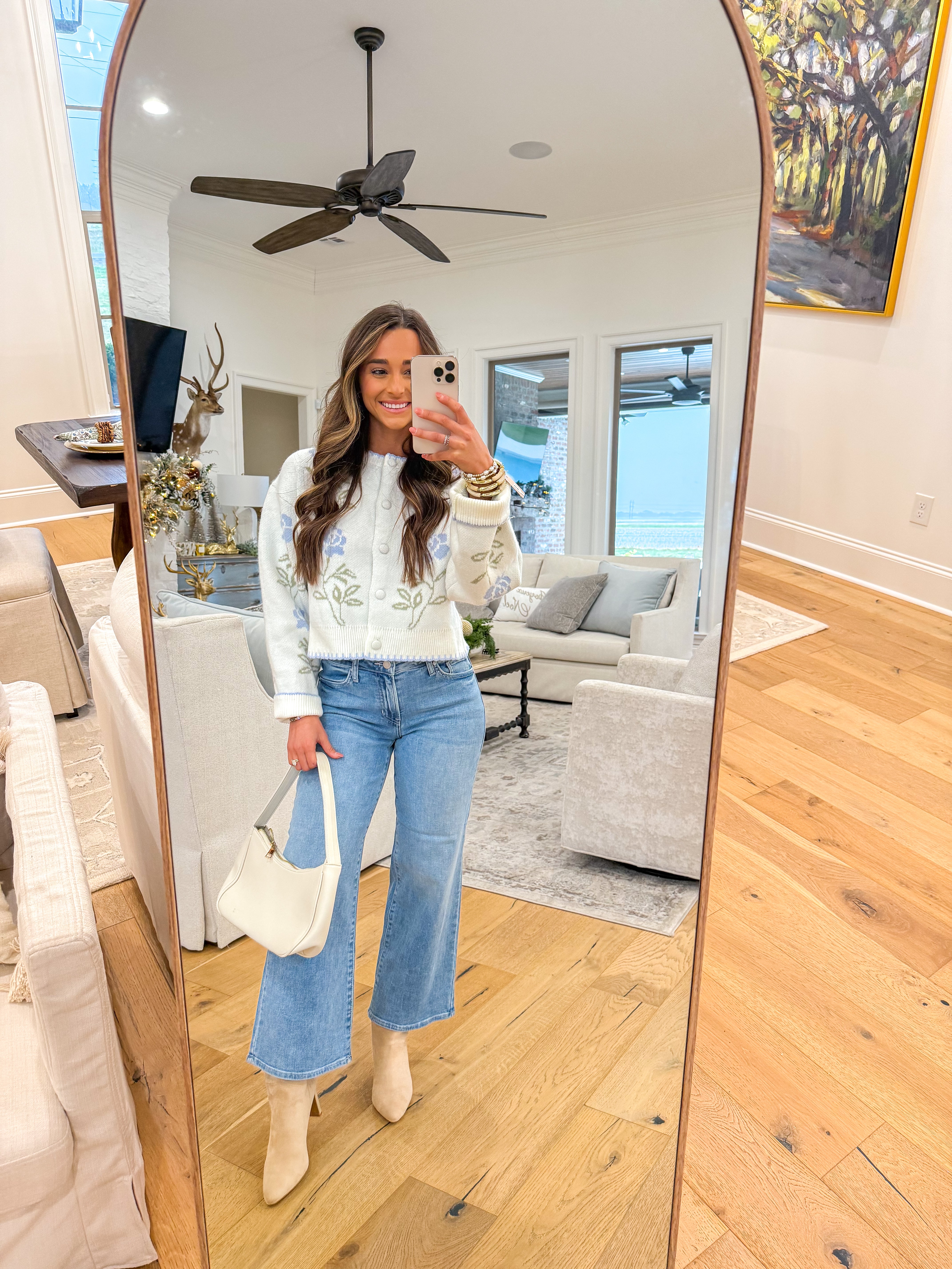 Winter Blue Floral Cardigan